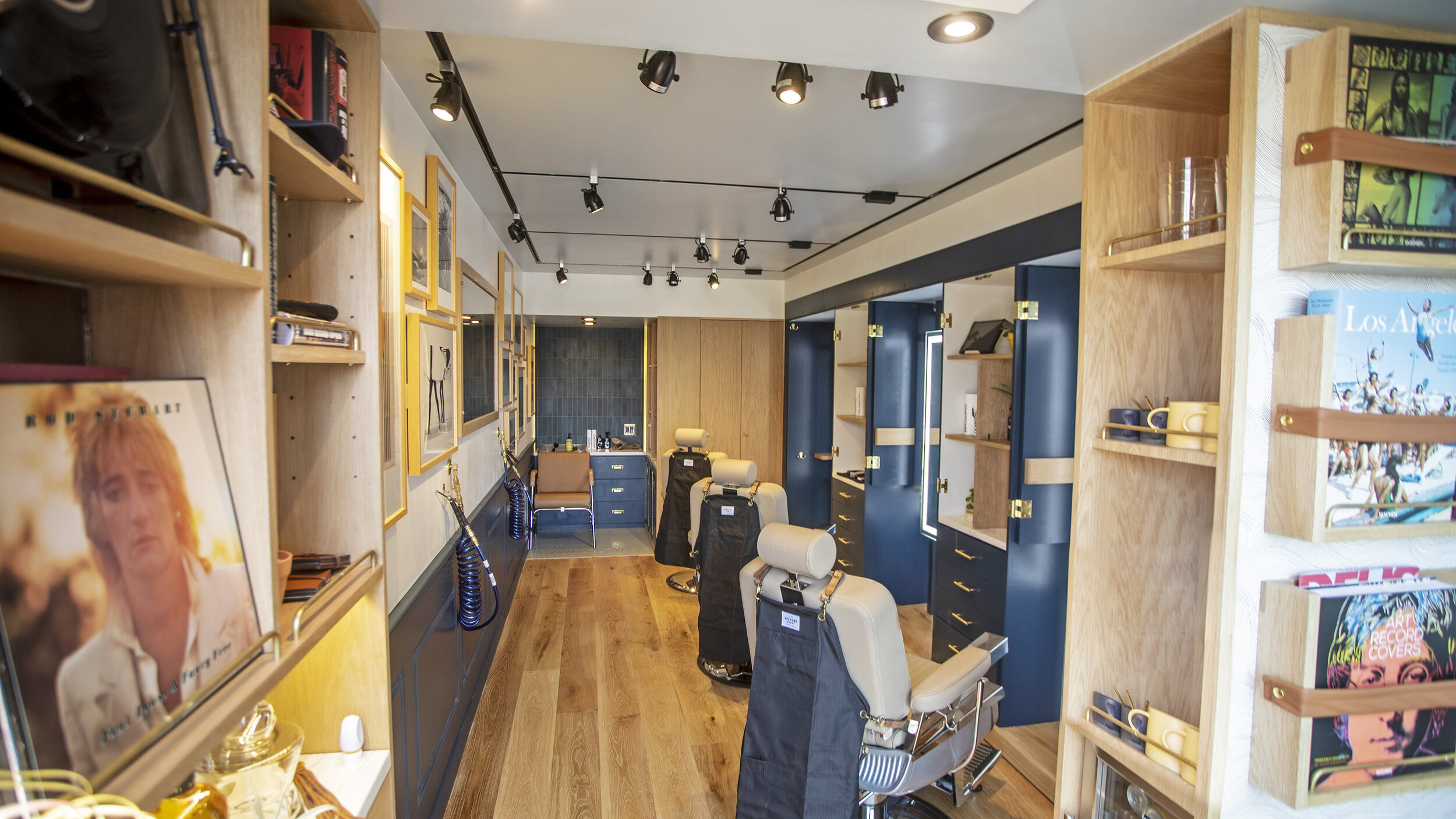 Barber Truck No. 1 interior image of inside of mobile barber shop and salon