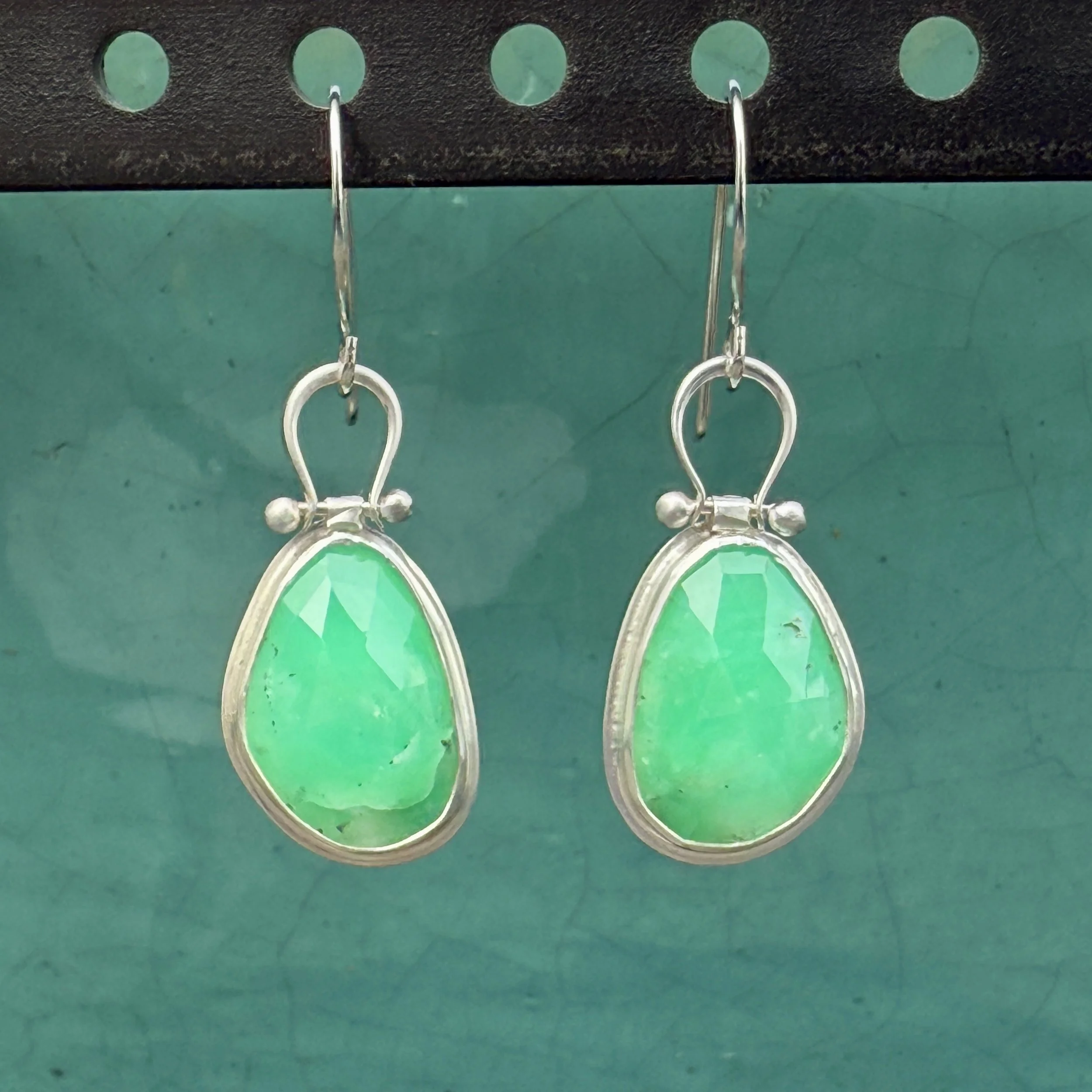 Chrysoprase Pinned Earrings
