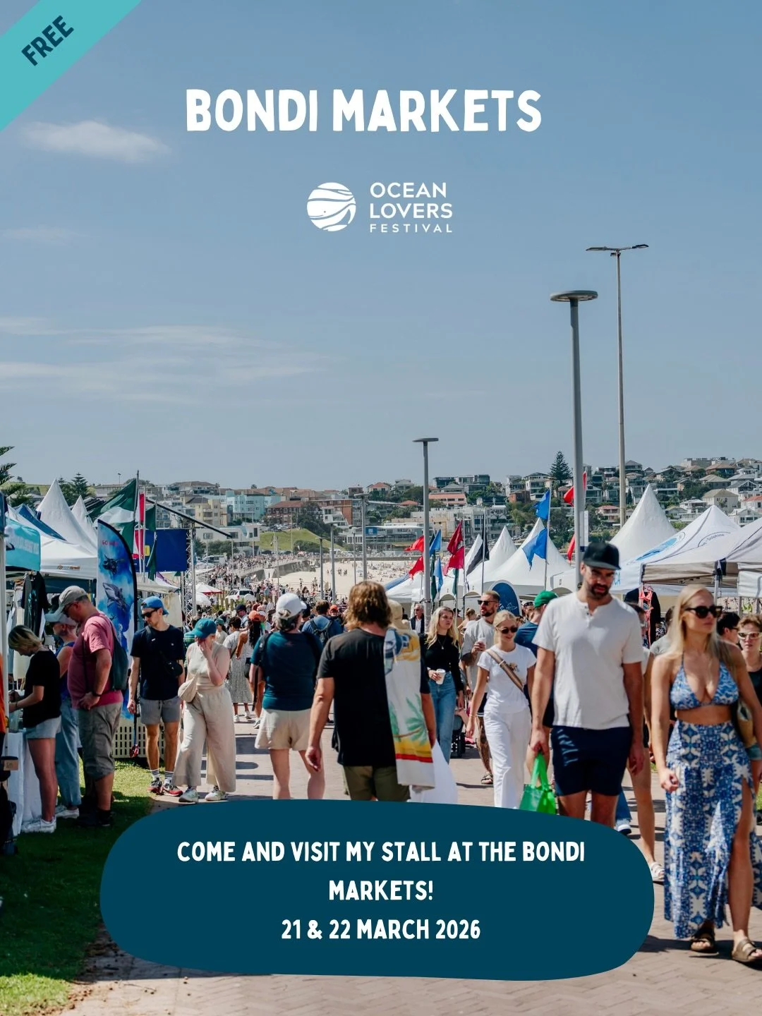 BONDI BEACH this weekend! I am so excited to join the @oceanloversfestival this Saturday 21st and Sunday 22nd down by the Bondi pavilion! It is my first time sharing my art and work done in Sydney! Come down and say hi, enjoy Australia&rsquo;s larges