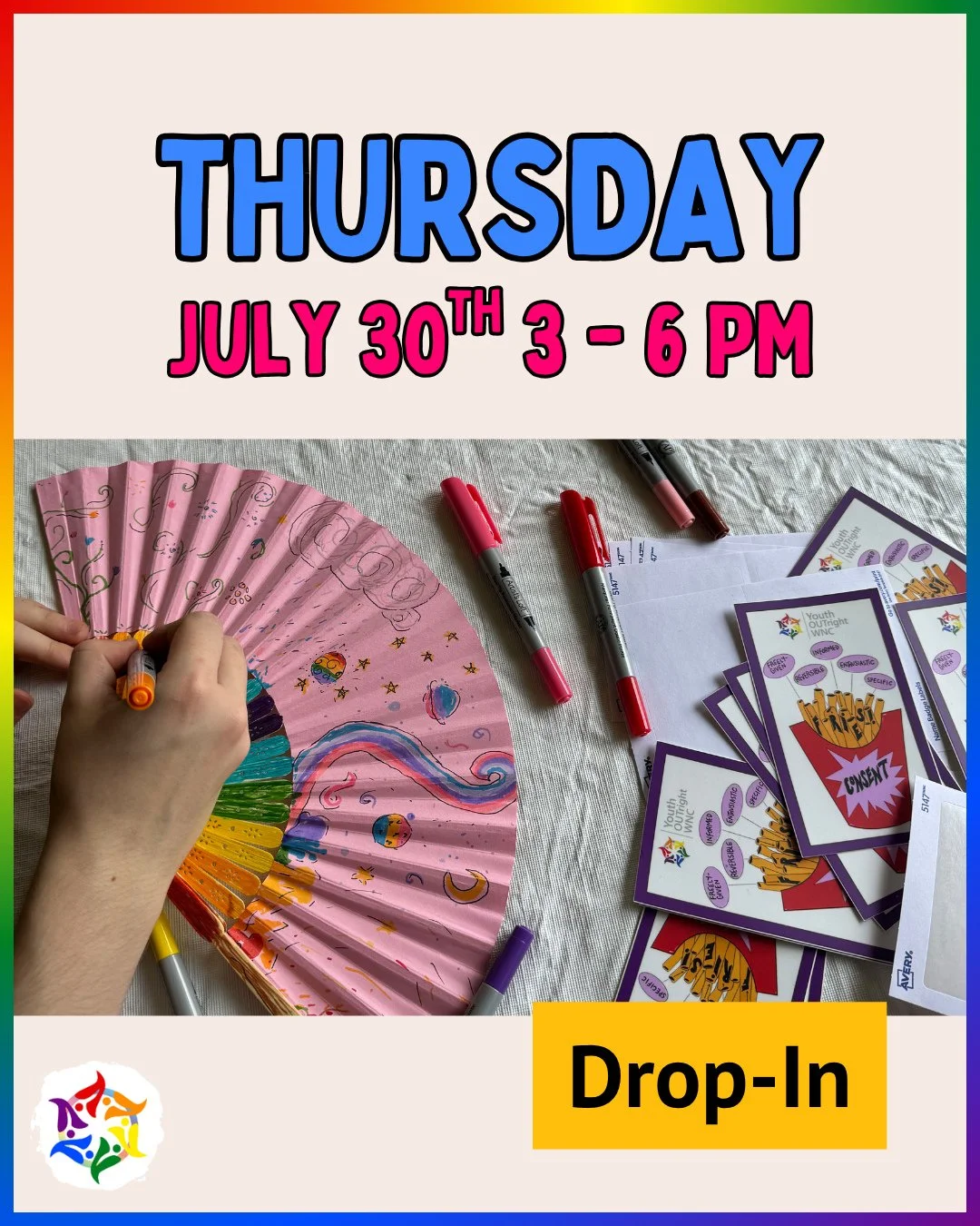 ✨️ Drop-In TODAY, 3:00 - 6:00 PM! Come hang at our Youth Center in Montford for good vibes, free snacks, free gender affirming items, and whatever else floats your queer little boat. ⛵️