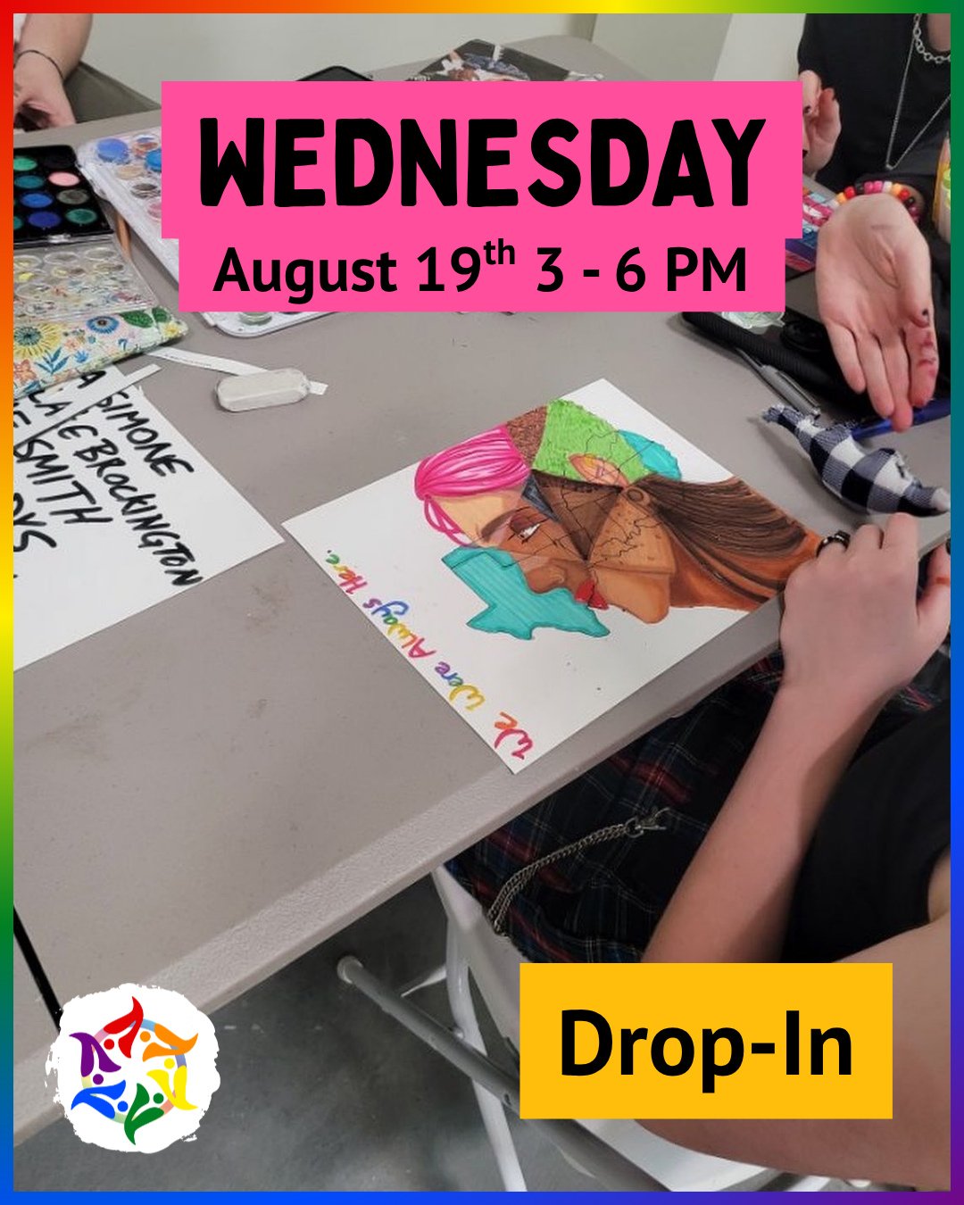 TODAY: Drop-In @ our Youth Center in Montford⁠ 🏳️&zwj;🌈⁠
👉️ NO DROP-IN TOMORROW (THURSDAY)!⁠
⁠
Join us from 3:00 - 6:00 PM for weekly drop-in hours at our Youth Center! Come hang out, make some crafts, eat some food, and vibe your way! ✨️