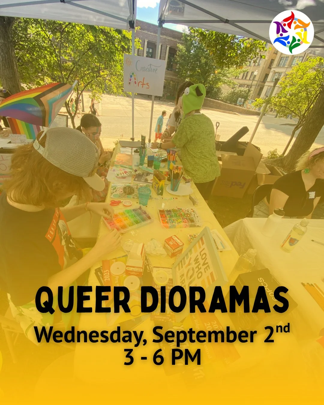TODAY: Queer Diorama Craft Day @ our Youth Center in Montford⁠ 🏳️&zwj;🌈⁠
⁠
💌 RSVP at givebutter.com/diorama or visit the link in bio⁠
⁠
Join us from  3:00 - 6:00 PM to make Queer Futures Dioramas! We'll be making dioramas out of recycled items (or