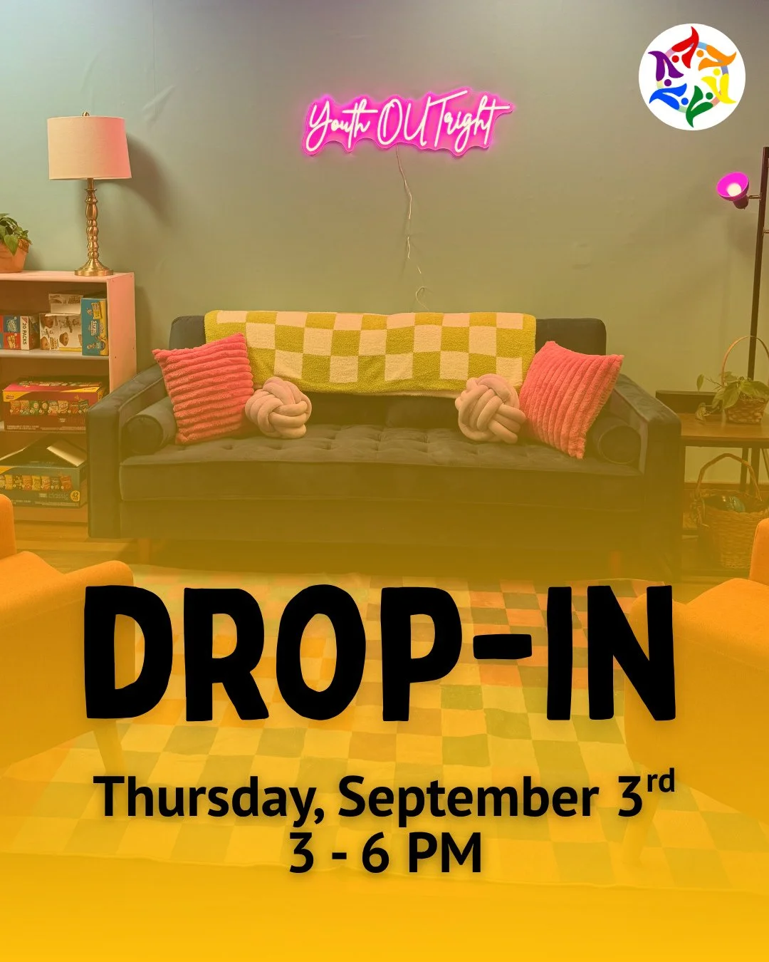 TODAY: Thursday Drop-In @ our Youth Center in Montford⁠ 🏳️&zwj;🌈⁠
⁠
Join us from 3:00 - 6:00 PM for weekly drop-in hours at our Youth Center! Come hang out, make some crafts, eat some food, and vibe your way! ✨️