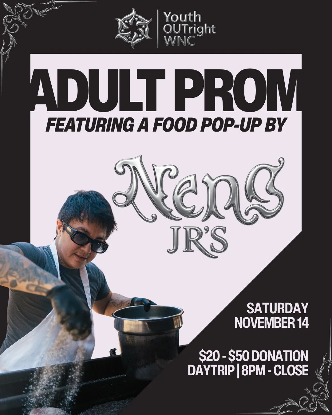 ⭐️ SAVE THE DATE: ADULT PROM - NOVEMBER 14TH AT DAYTRIP!⁠ We are stoked to have @nengjrs serving up some super tasty foods! ⁠
⁠
👉️ Neng Jr's is the first Filipinx restaurant of its kind in Asheville, NC. Housed in a former arcade, they opened the do