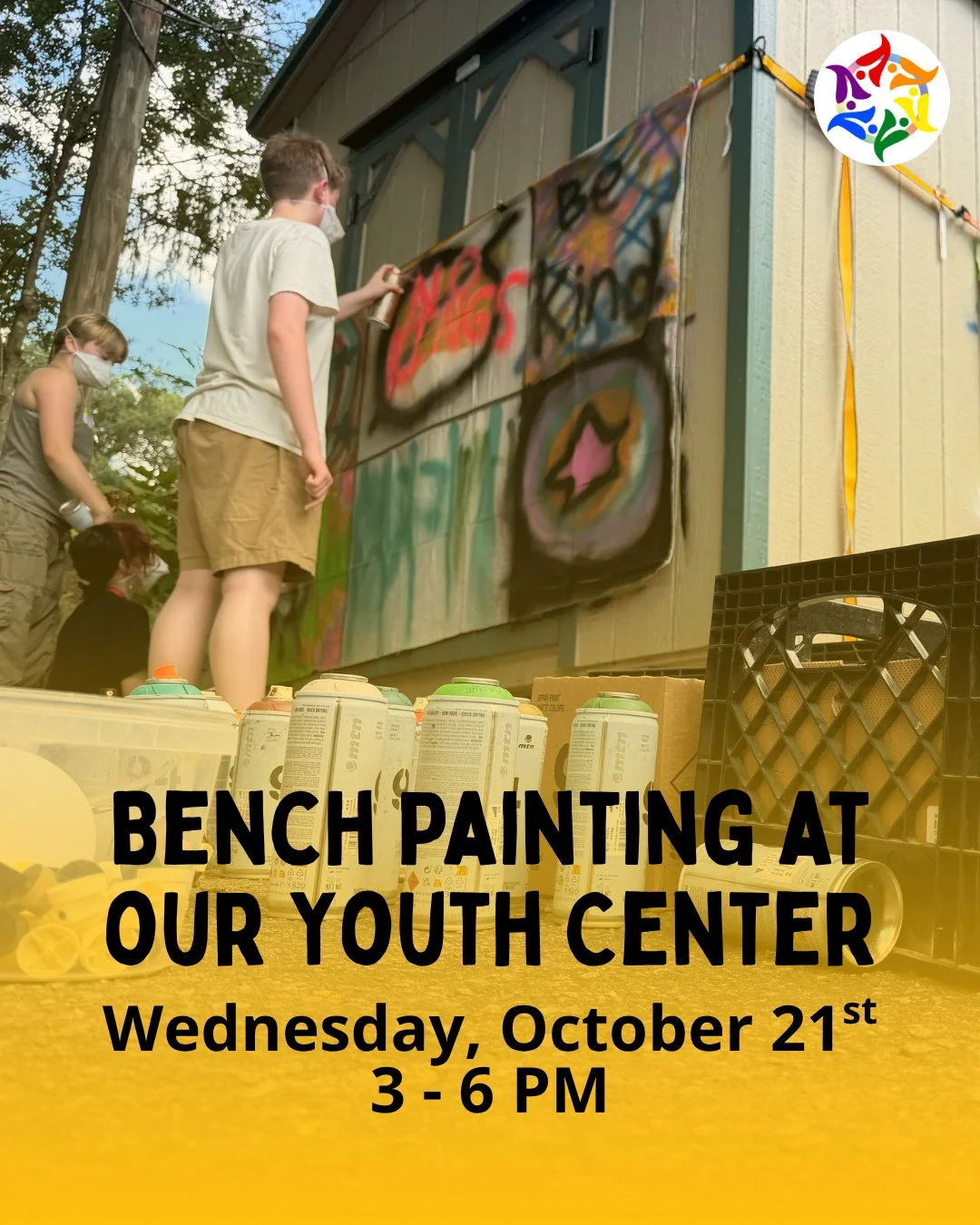 TODAY! We'll be painting the new benches on our front porch at the Youth Center. Join us! 🖌🪑 All materials provided + no RSVP necessary! ⁠
⁠
📆 Wednesday, October 21st⁠
🗣️ Bench Painting!⁠
⏰️ 3 - 6 PM⁠
📍 Our Youth Center in Montford⁠