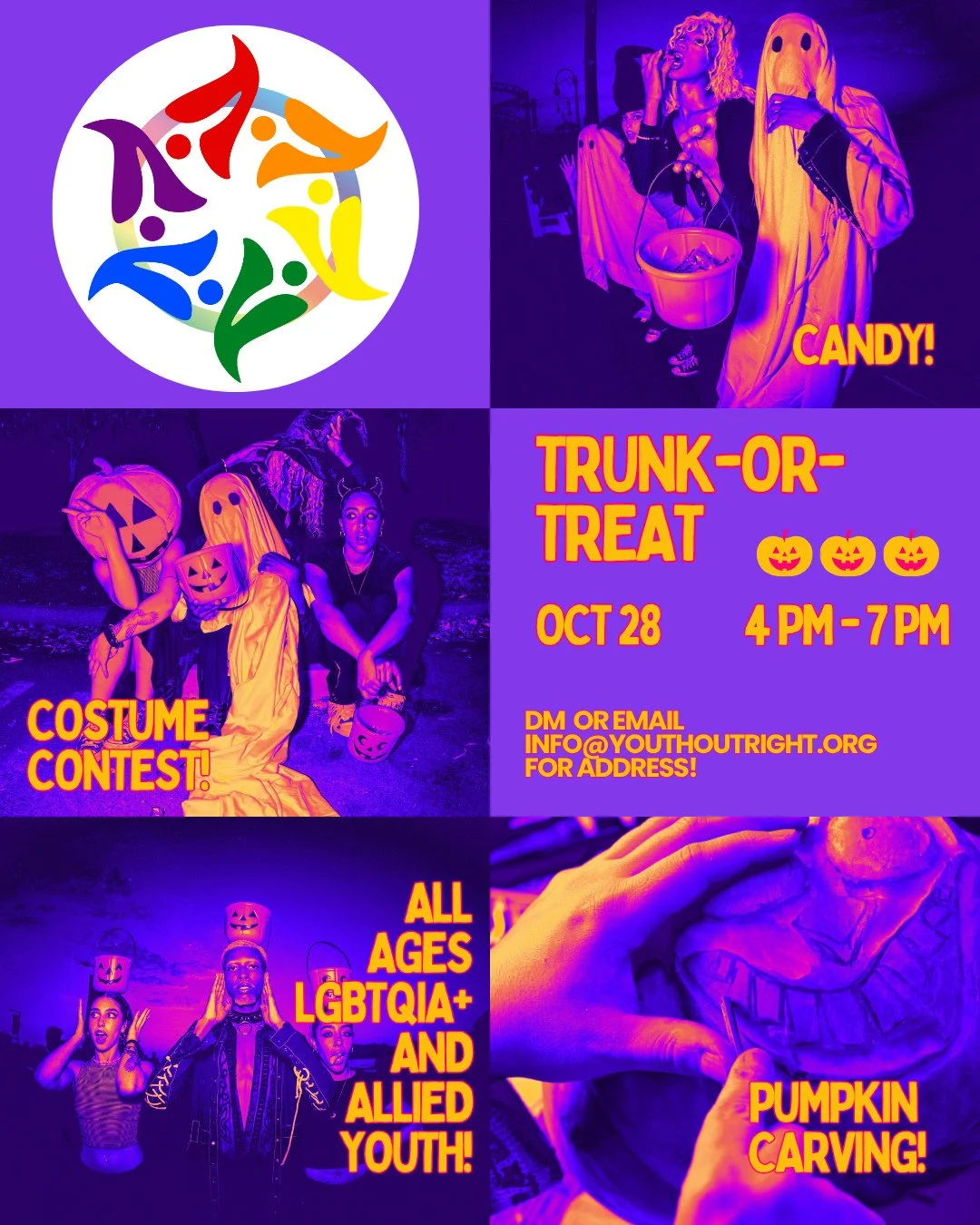 TRUNK-OR-TREAT IS NEXT WEEK! 🎃🍬 Come hang out, carve a pumpkin, wear a costume, and get come free candy! NO RSVP REQUIRED - just show up 👻⁠
⁠
🗓️ Wednesday, October 28th⁠
⏰️ 4 - 7 PM⁠
📍 Youth OUTright Center in Montford⁠
💲 FREE + all ages!