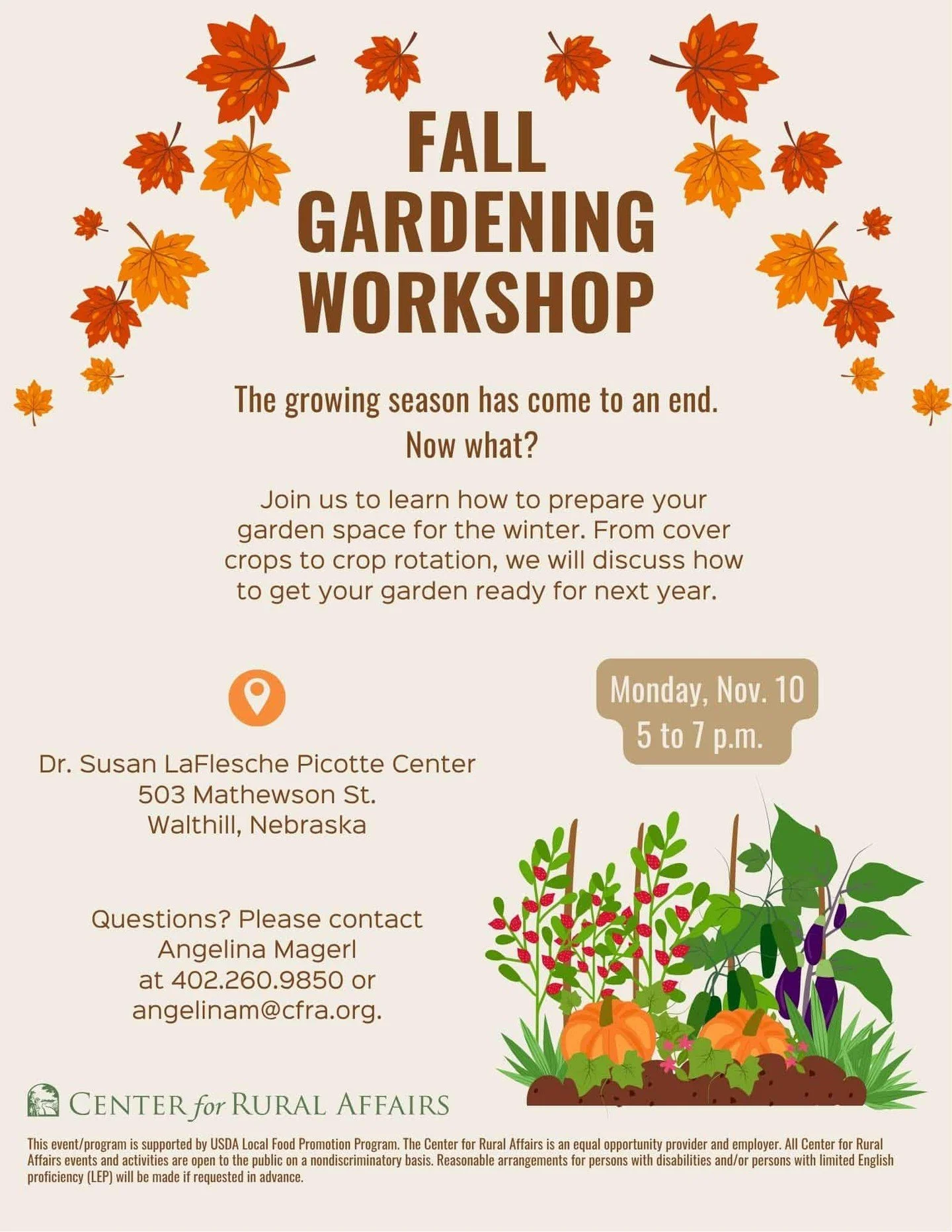 Your garden might be resting, but it&rsquo;s not done growing.

Join us TODAY at the Picotte Center 5pm-7pm and learn how to give it a head start for next spring.

 @ruralnerd