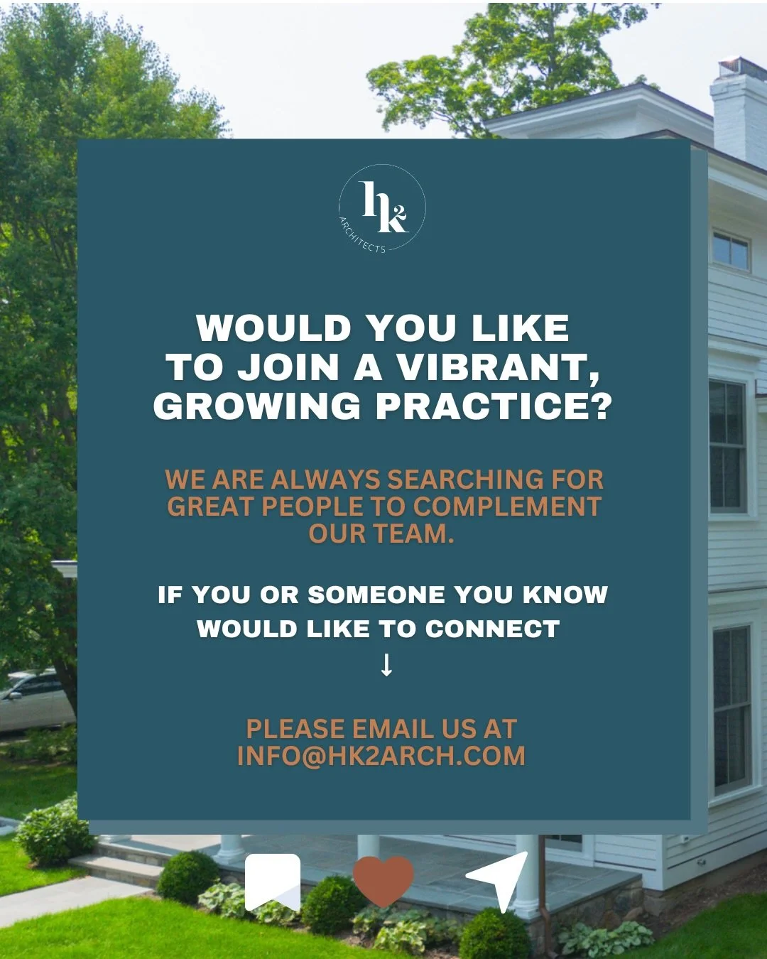 HK2 Architects is hiring! 🏠 

We&rsquo;re looking to connect with thoughtful, creative people who would like to join a vibrant, growing practice.

Our work is rooted in collaboration, careful listening, and creating homes that feel beautiful, functi