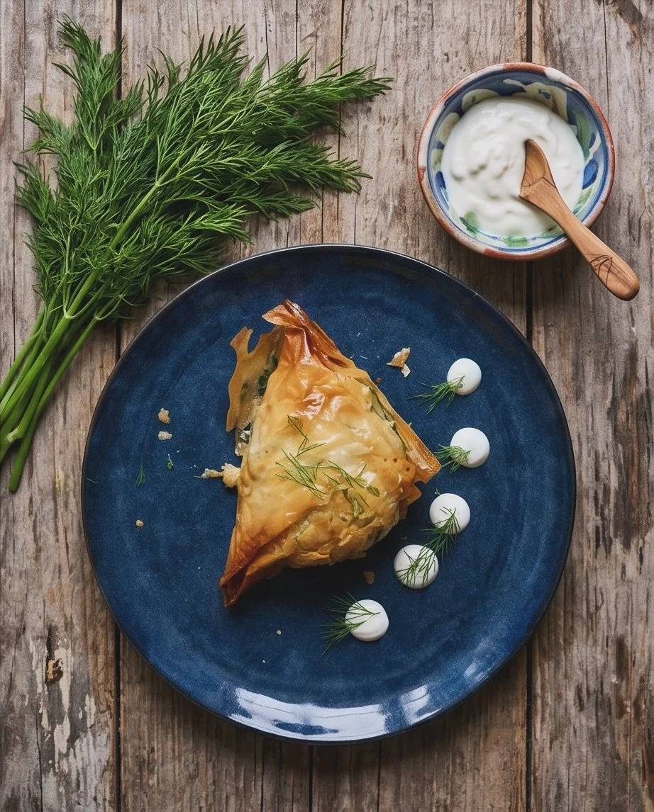 Crujiente por fuera, jugosa por dentro.

As&iacute; es nuestra spanakopita: espinacas, queso feta y masa filo reci&eacute;n horneada. Un cl&aacute;sico griego que nunca falla. 🇬🇷✨

&iquest;Equipo spanakopita o equipo moussaka?

#KuzinaValencia #Spa