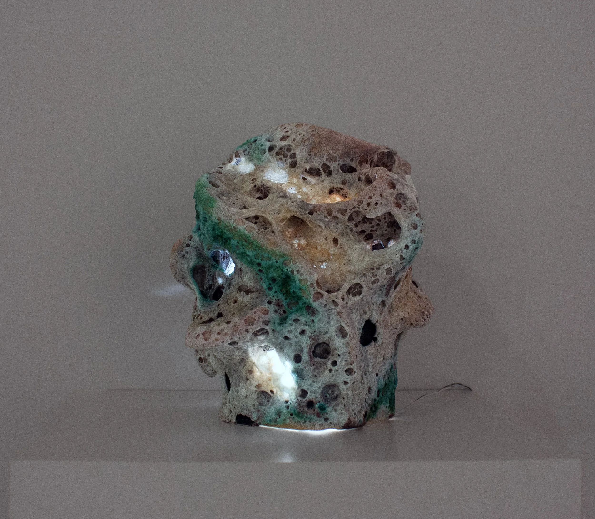 "Copper Lava Lamp," 2025. Glaze, stoneware, lighting. 