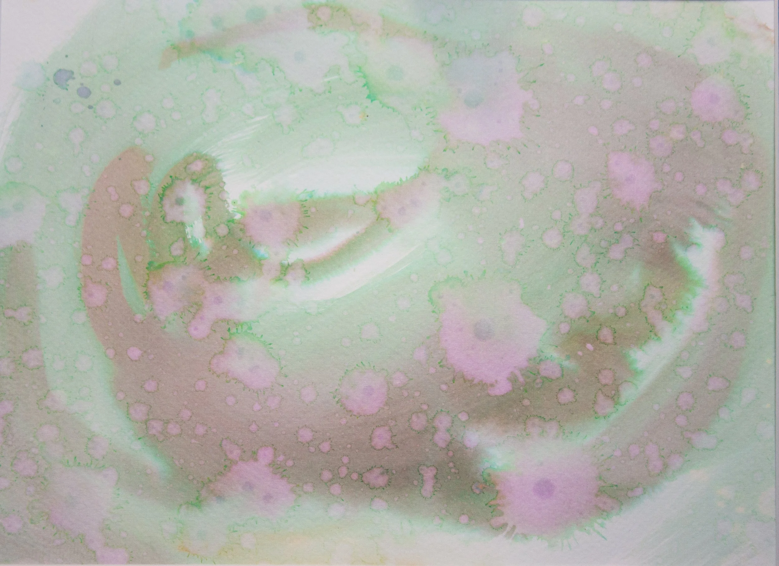 Rain collaboration 2, 2025. Ink and rainwater on paper. 9x12 inches.