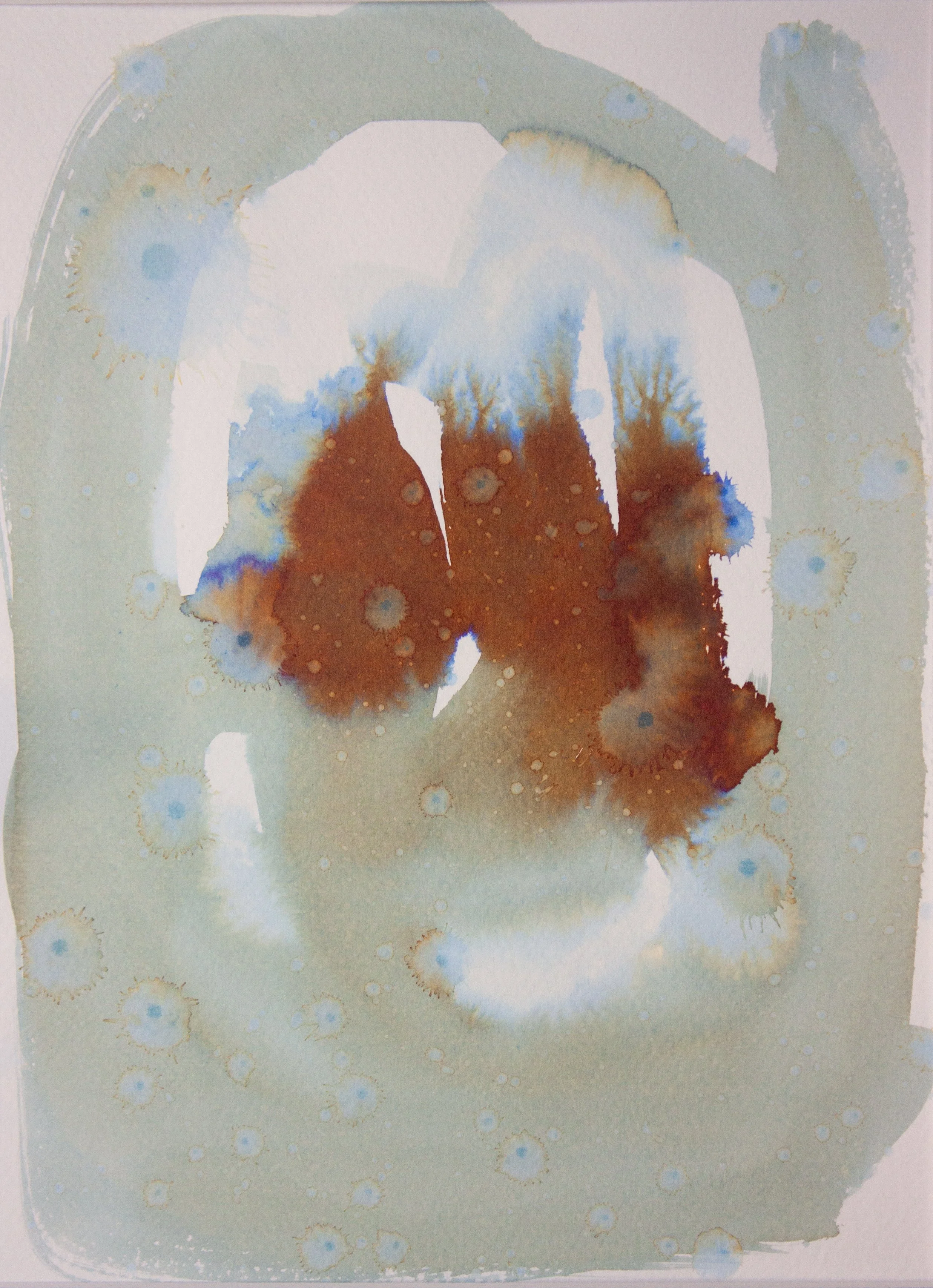 Rain collaboration 3, 2025. Ink and rainwater on paper. 9x12 inches.