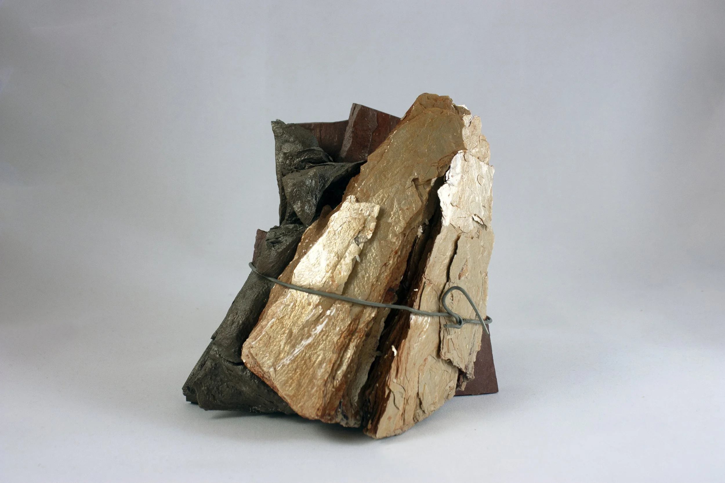SOLD "Mica Book" Melted and fused stone, kanthal wire