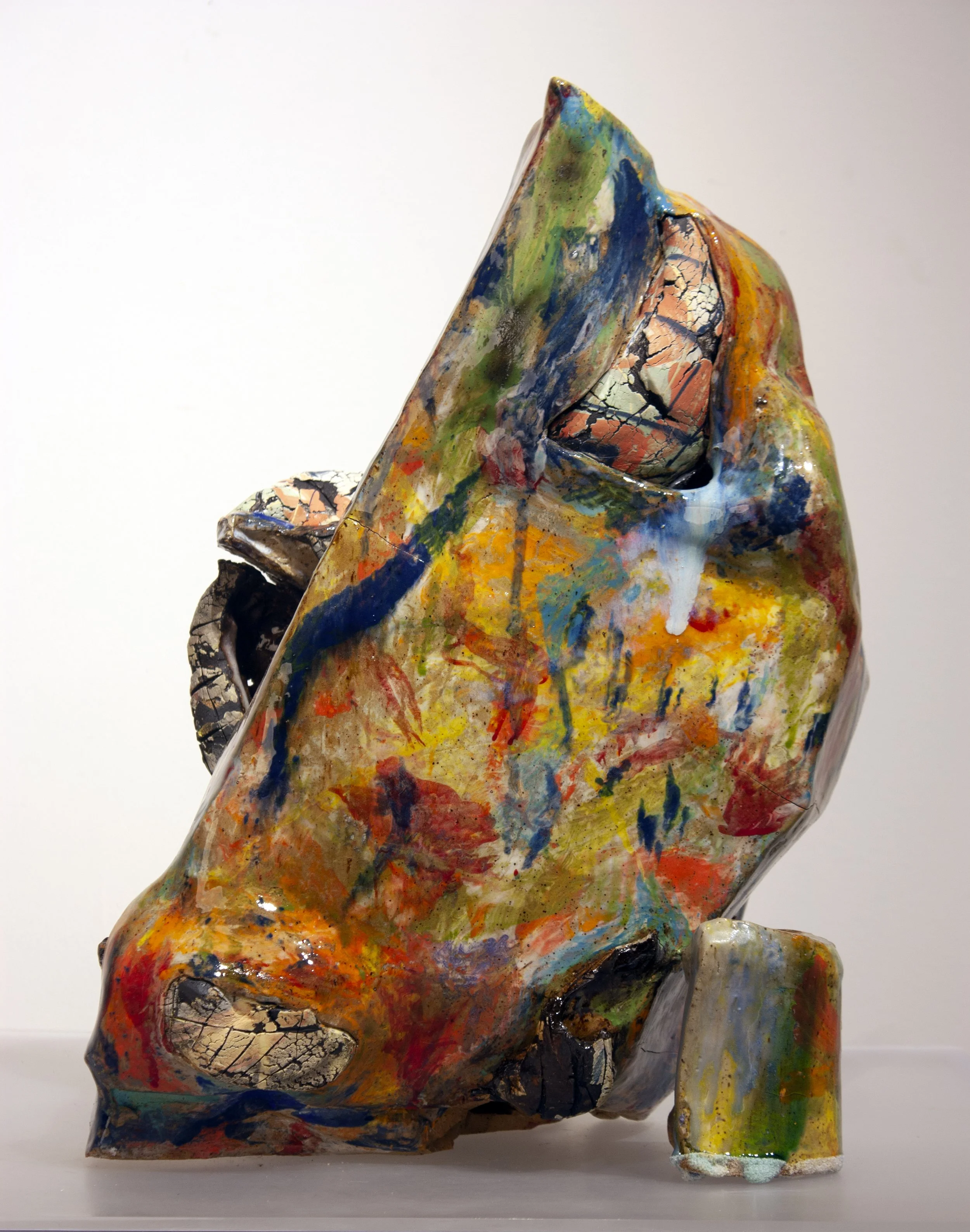 "Fissure," 2021-22. Stoneware, porcelain, ceramic pigment, gravel, glaze.
