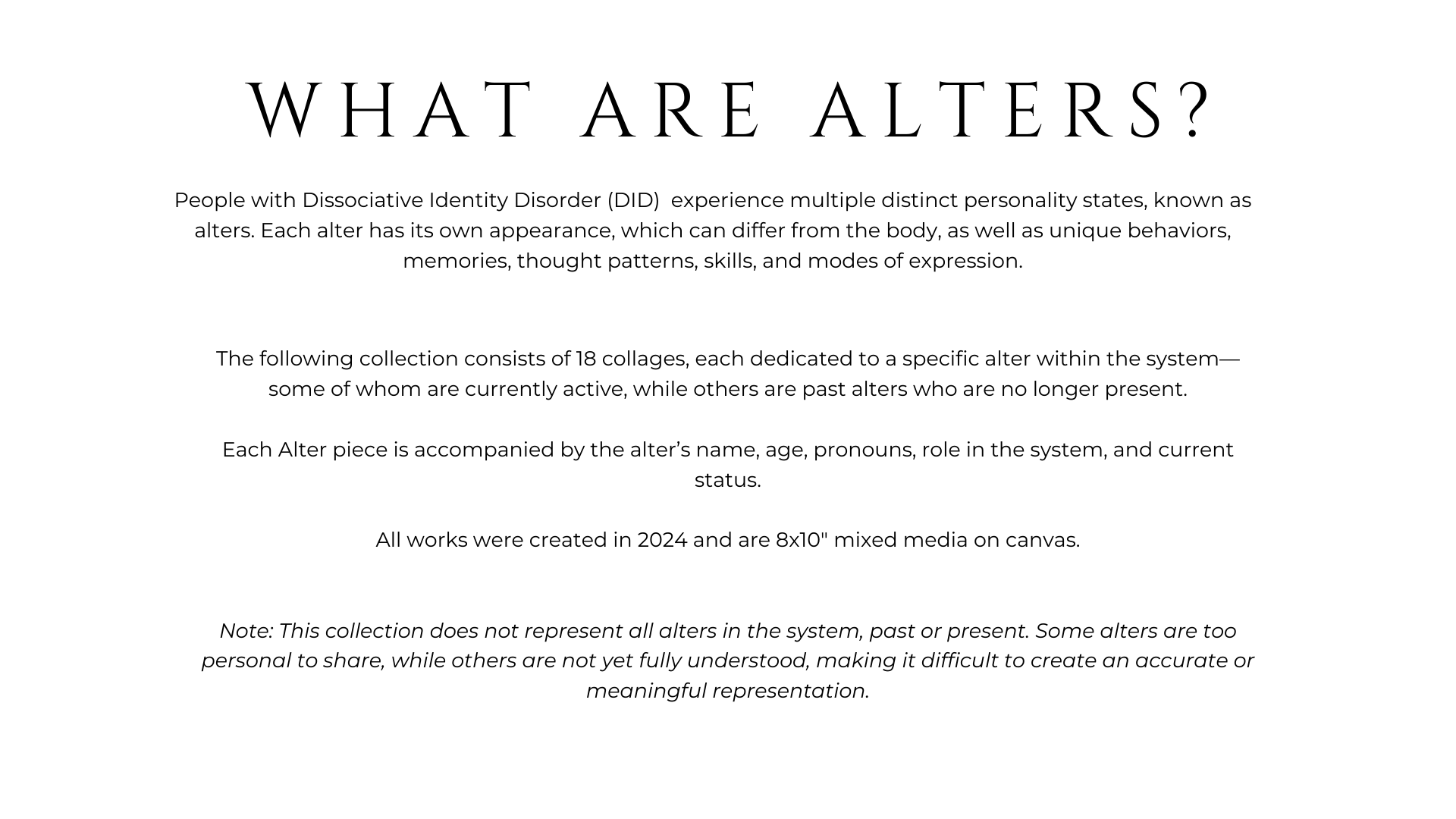 What are alters? A Portrait of DID Dissociative Identity Disorder