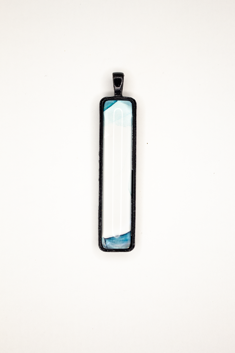 "Seaside Window" | One of a Kind Hand-Painted Pendant | Black