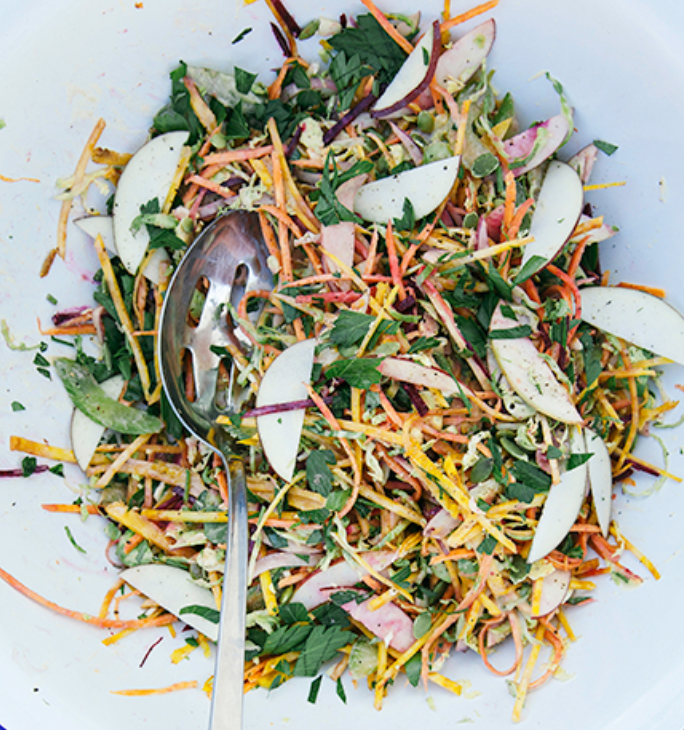 Fall Veg Salad with garlicky tahini dressing