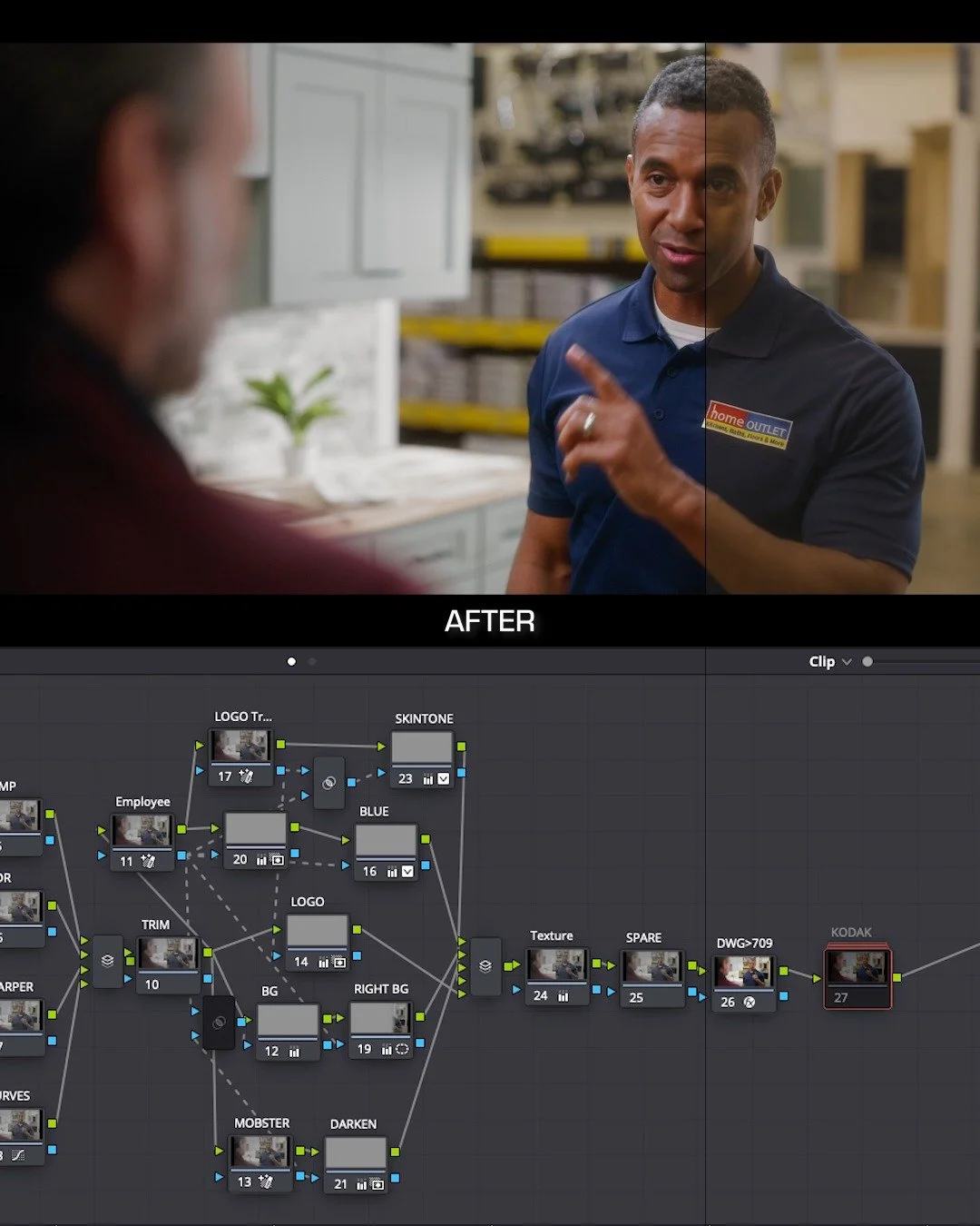 🎨 Color grading breakdown for Home Outlet and the fine gents at @digitalsparkstudios.

Built the look around natural skin tones and warmer mids to keep the store feeling inviting.

&ldquo;A Kitchen for Everyone&rdquo;

Swipe to see the final spot 👀