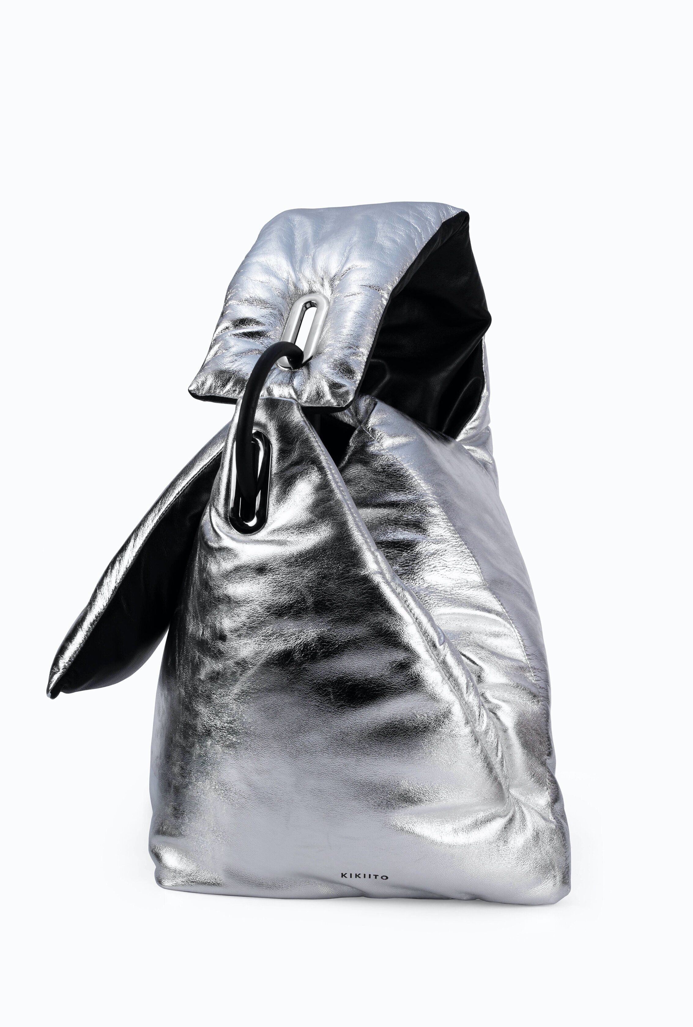 TABI LARGE Shoulder Bag - Metallic Silver Leather — KIKIITO