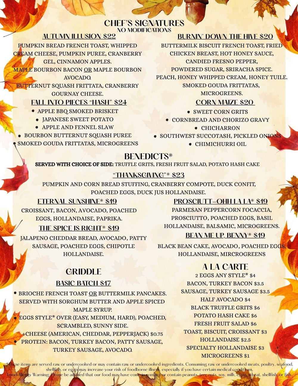 Menu — Eternal Sunshine Cafe