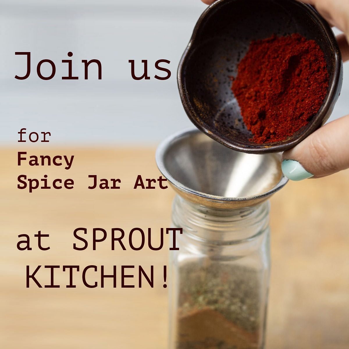 Workshops are filling up fast, we&rsquo;ve still got a few spots for next weeks class. Get in touch today for Spice Jar Art with Chelsea.  Class is at 6:00 pm at Sprout on Wednesday, January the 18th. Get ready to add some fun to your evening and fla