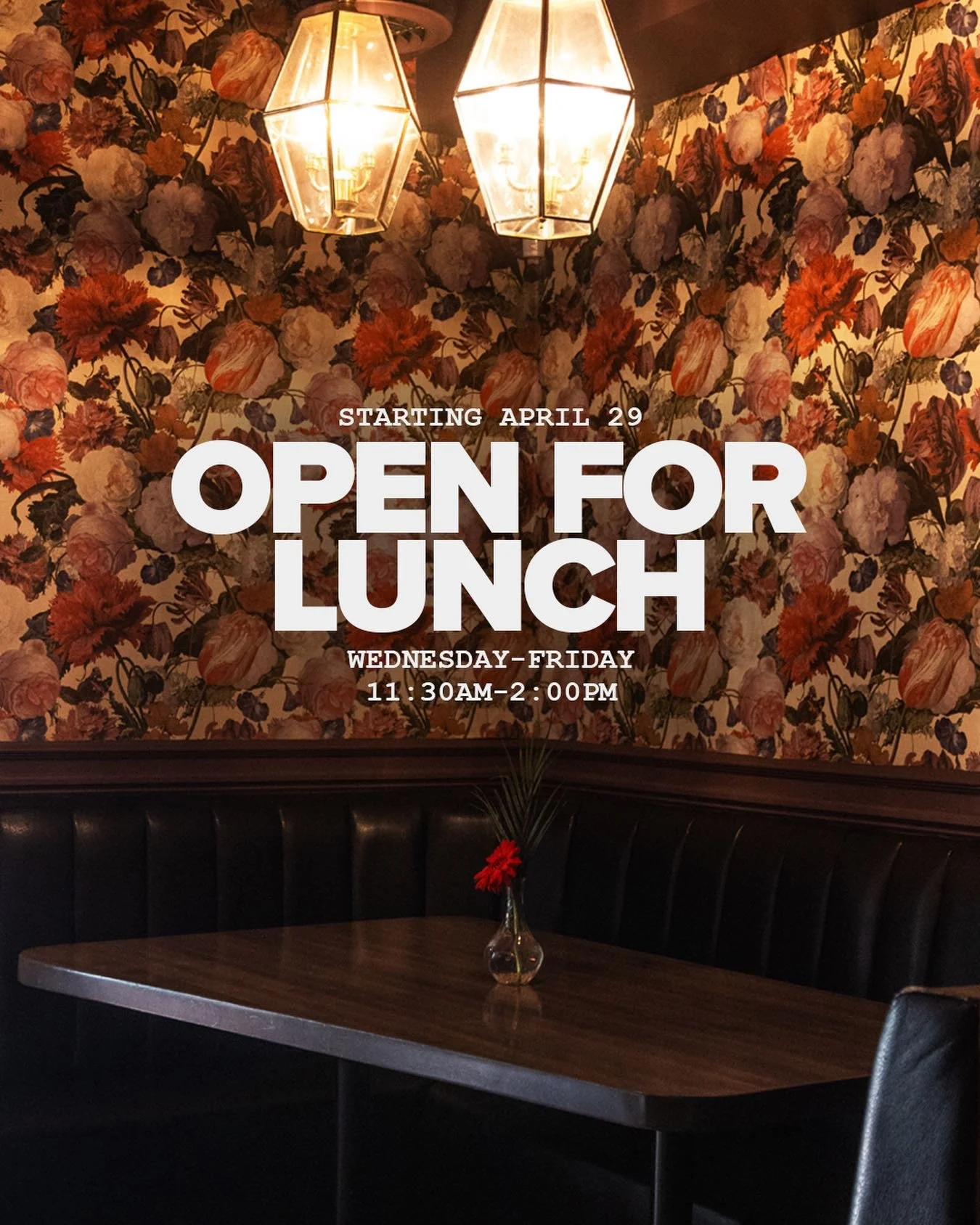 We are extremely excited to announce&hellip;

WE ARE OPEN FOR LUNCH! 

Starting next Wednesday, we will be open for lunch Wednesday - Friday from 11:30AM-2:00PM. Book a table via the OpenTable link in our bio.