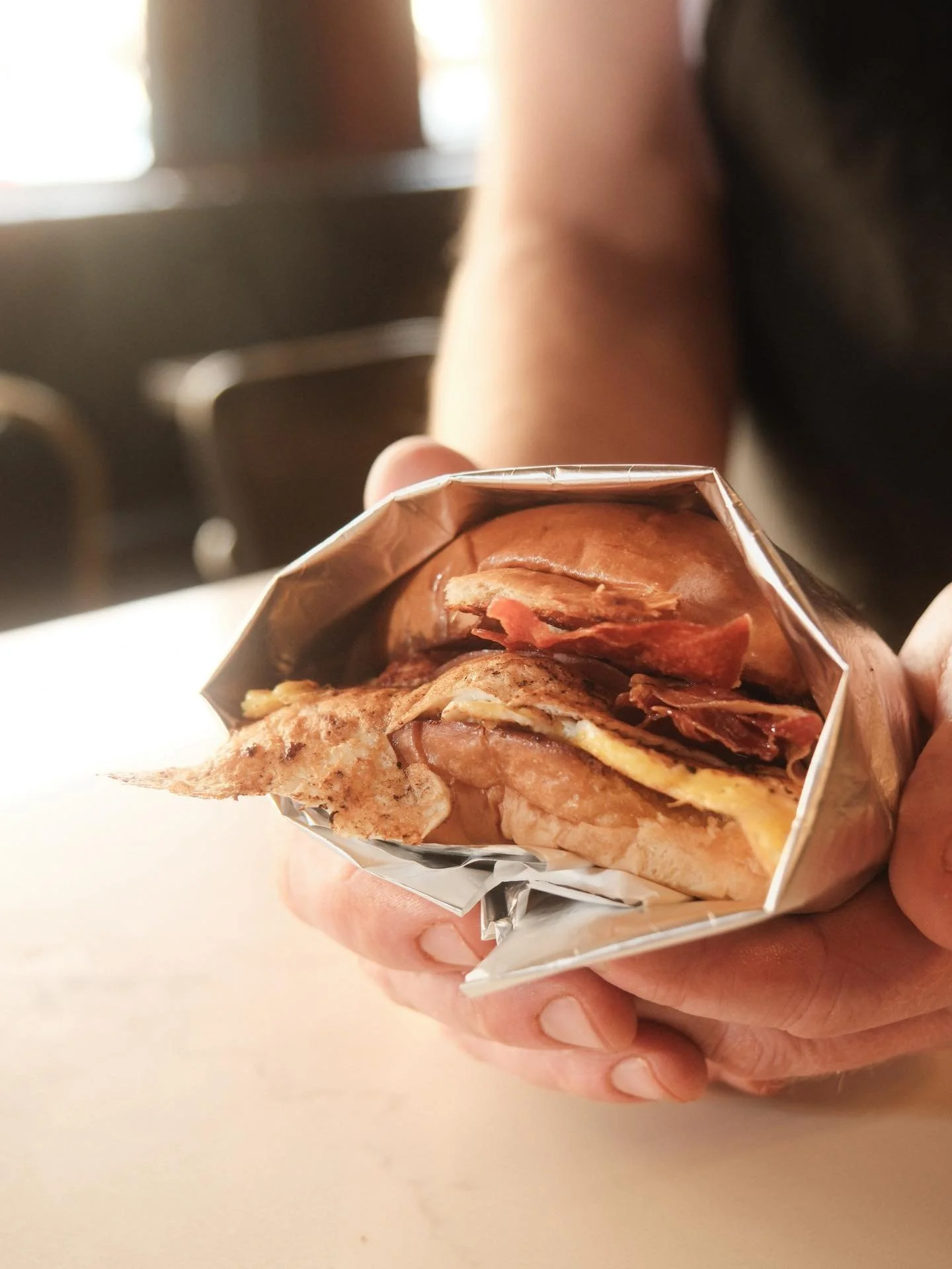 Join us for lunch tomorrow at the Common! Our doors open at 11:30AM. 

Pictured above is our fried egg sandwich. Spicy mayo, egg, smoked Gouda. $6.50!!! Add prosciutto for $4