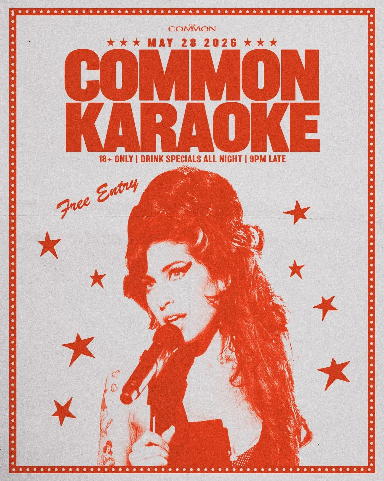 Join us on the last Thursday of every month for Common Karaoke. Free entry &amp; drink specials all night long. 9pm-late. 🎤🙌🍹