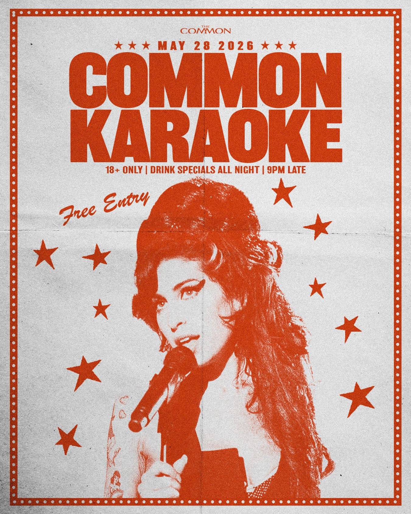 Join us this Thursday &amp; on the last Thursday of every month for Common Karaoke. Free entry &amp; drink specials all night long. 9pm-late. 🎤🙌🍹