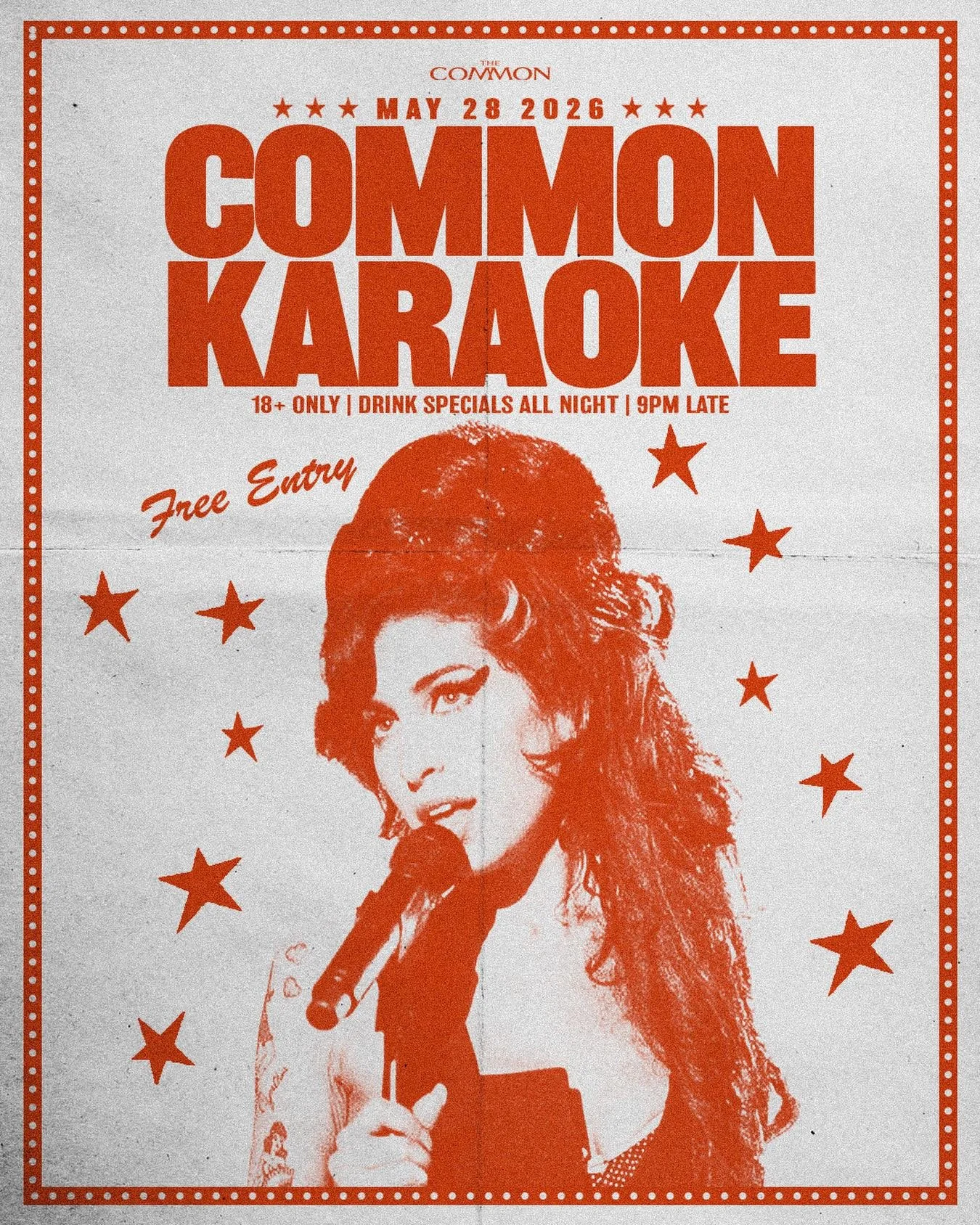 Join us tonight (&amp; on the last Thursday of every month) for Common Karaoke. Free entry &amp; drink specials all night long. 9pm-late. 🎤🙌🍹