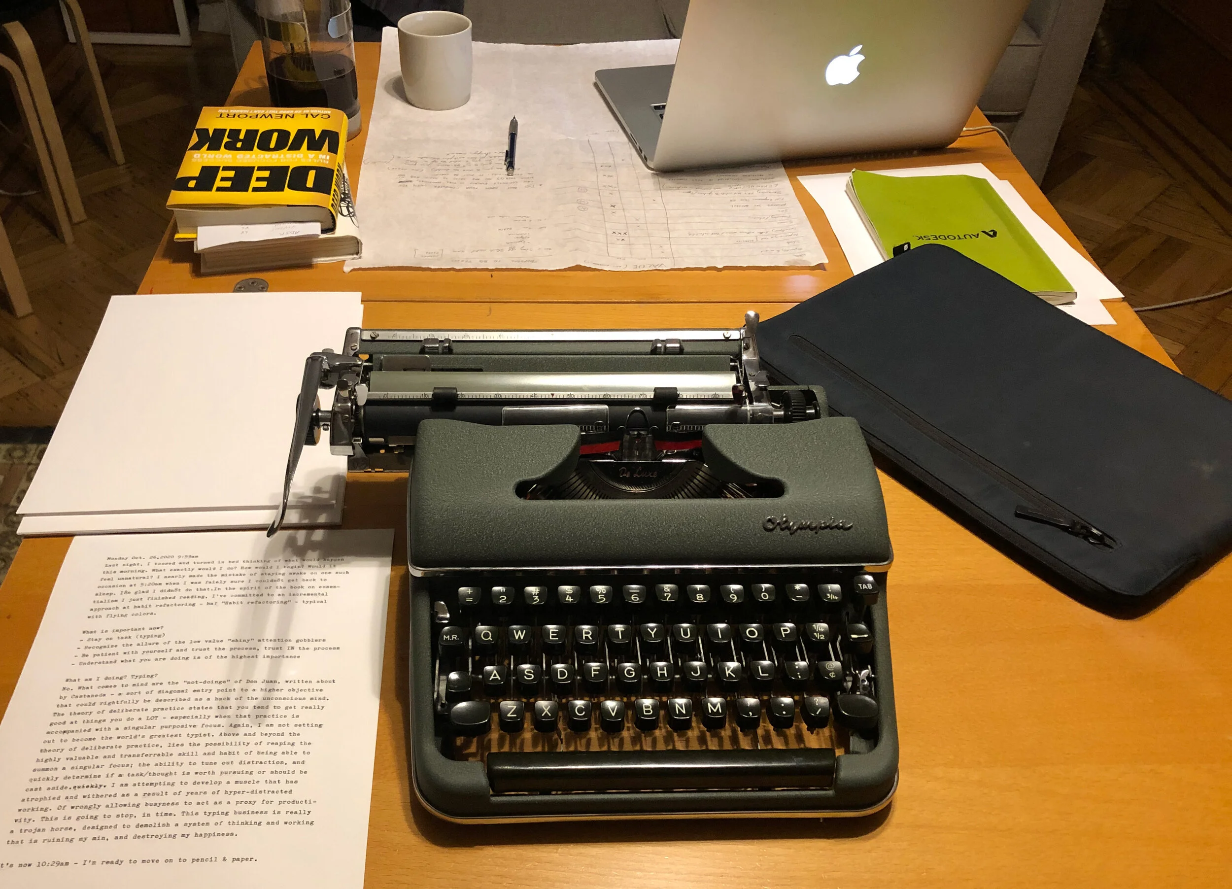 My work setup includes this 1958 Olympia SM3 I picked up from the Gramercy Typewriter Company