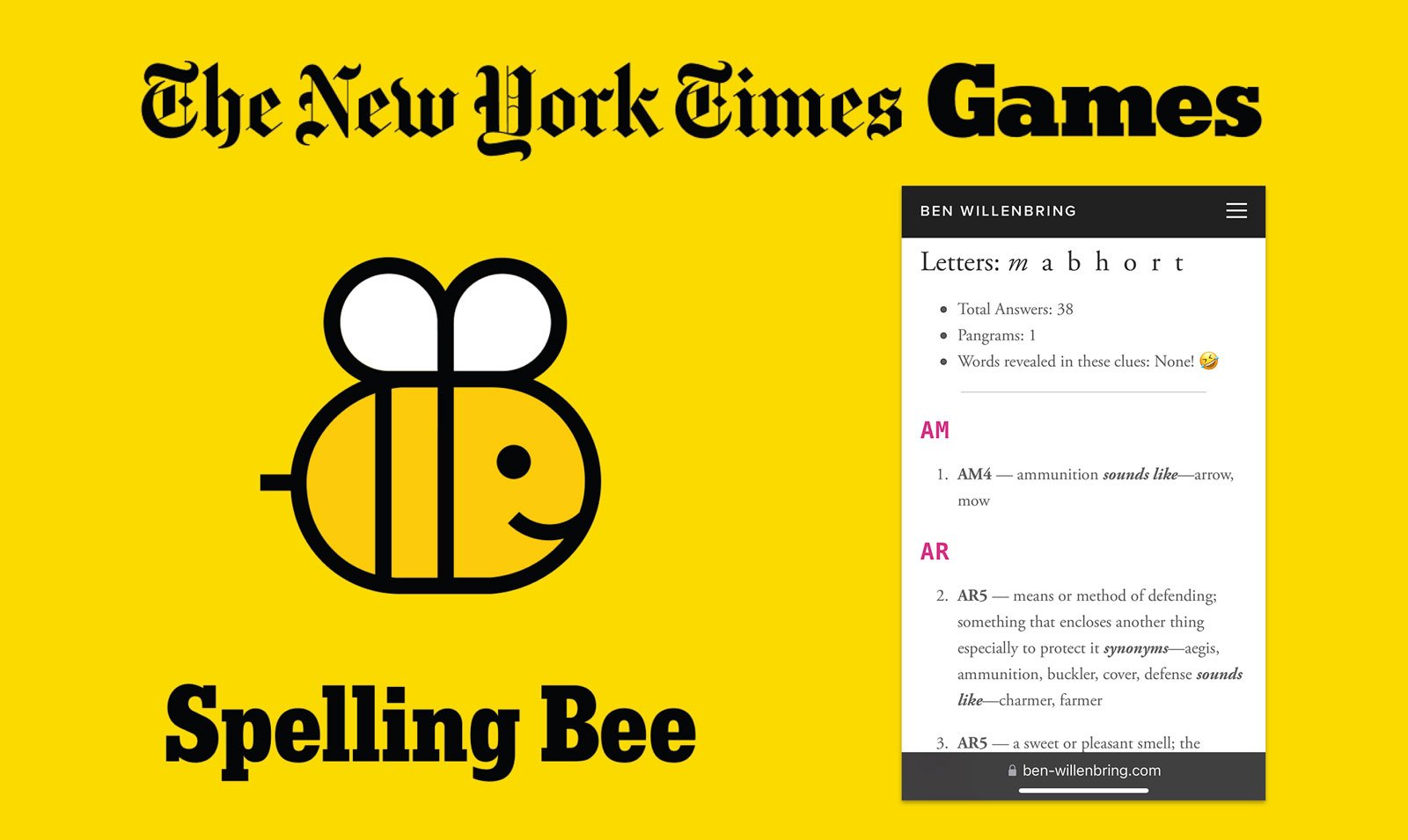 New York Times Spelling Bee Clue Generator