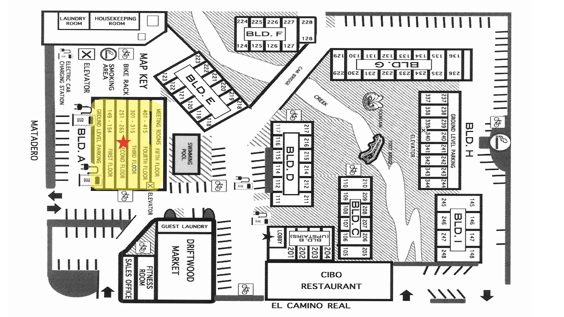 Hotel Map with Building A Highlighted
