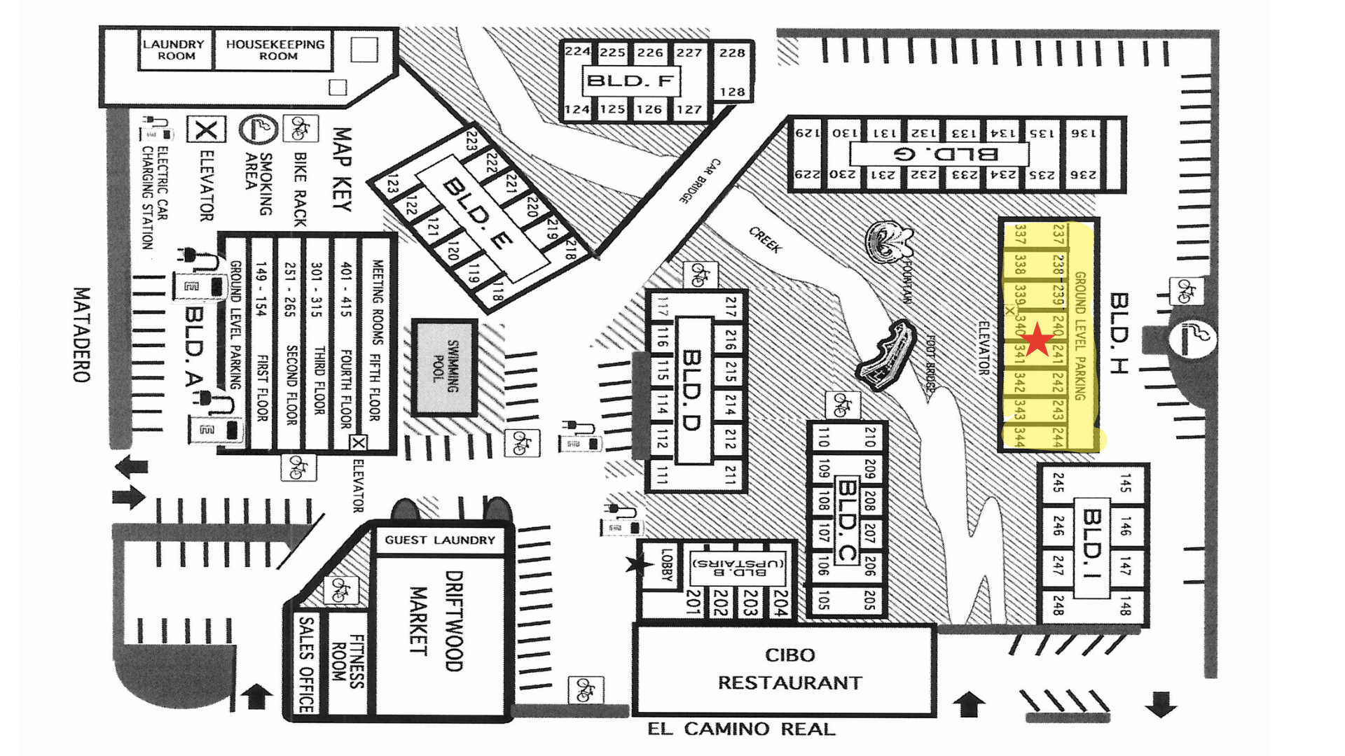 Hotel Map with Building H Highlighted