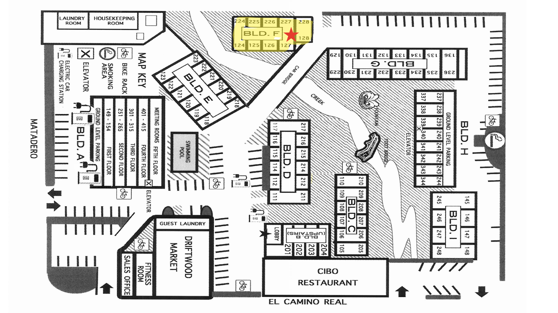Hotel Map with Building F Highlighted