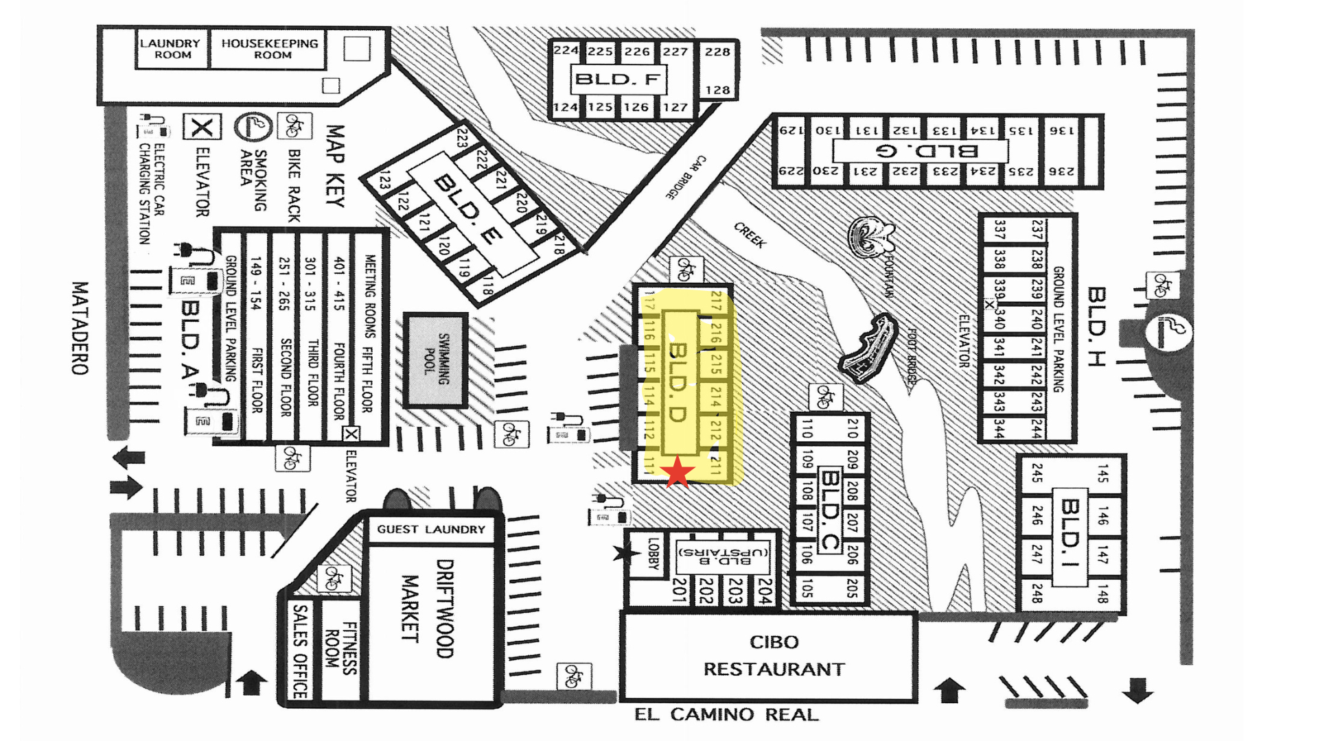 Hotel Map with Building D Highlighted