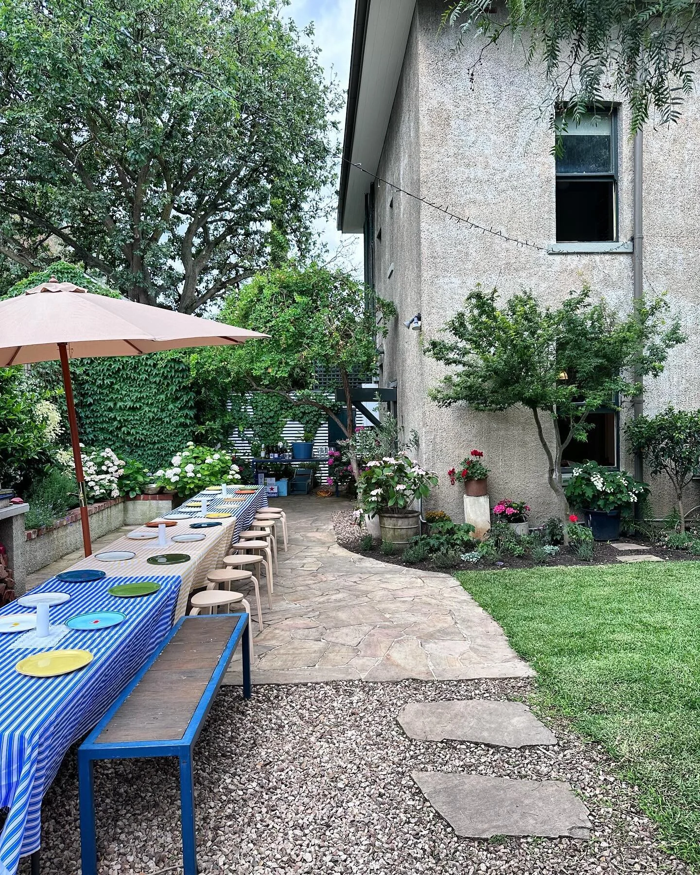 Dinner for 26 in the courtyard.