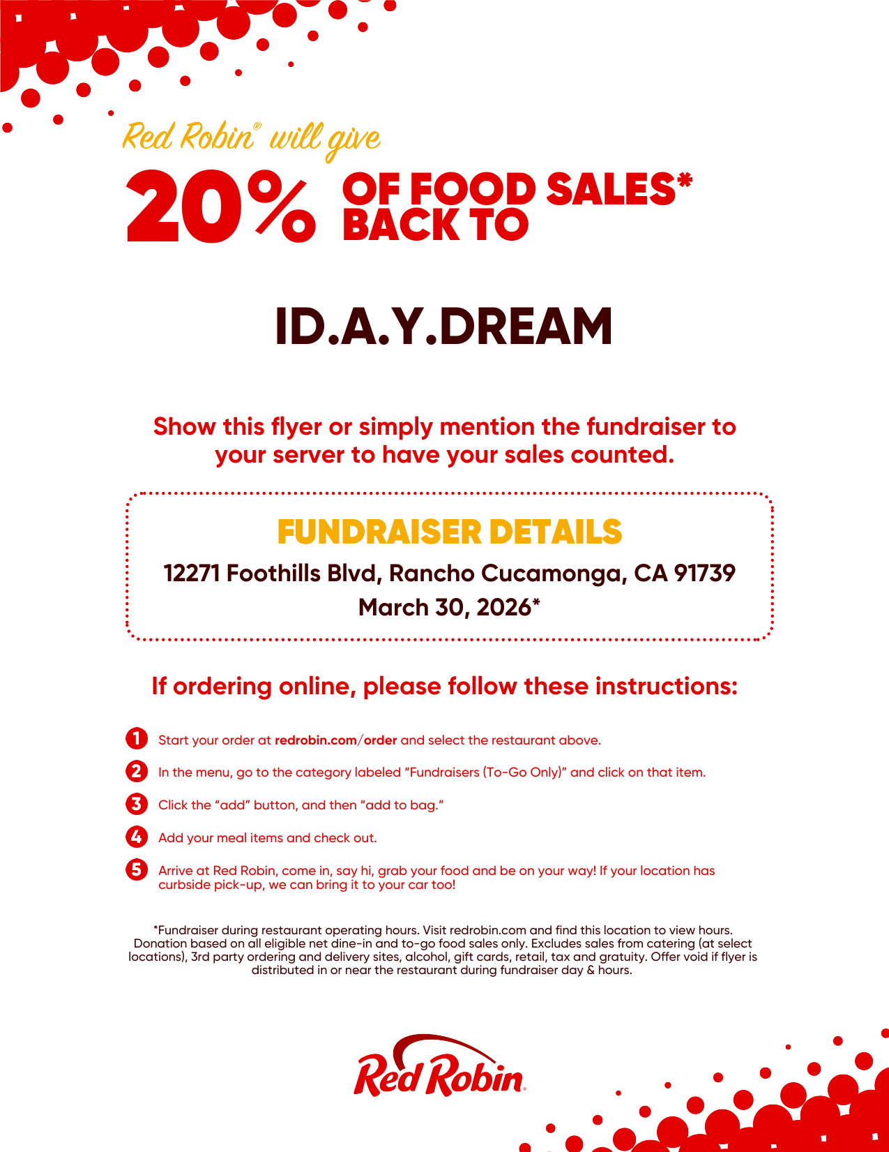 RED ROBIN FUNDRAISER