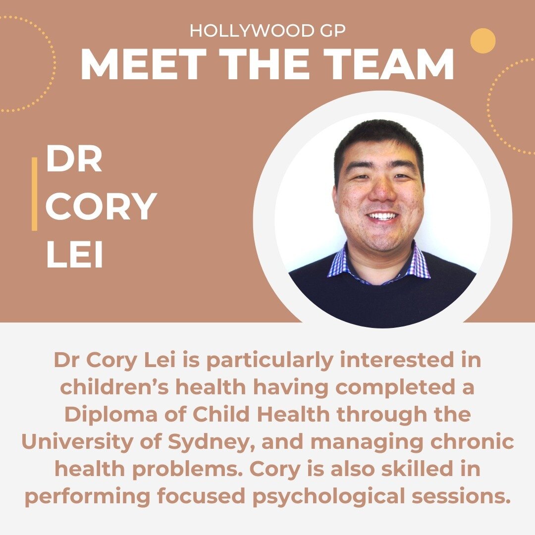 MEET THE TEAM 

Dr Cory Lei, a dedicated and compassionate GP with extensive experience in providing comprehensive healthcare to individuals of all ages and an asset to our practice. Cory has a commitment to enhancing the well-being of patients and a