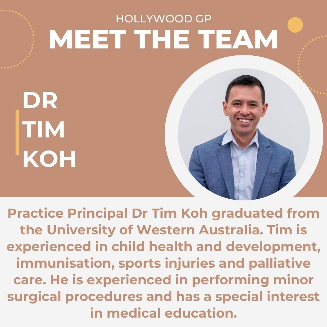 One of our fierce Leaders, Dr Tim Koh has over 20 years of experience as a GP and has been a practice owner since 2006, including opening Hollywood GP in 2019. Tim remains a true generalist and has many areas of interest in general practice including