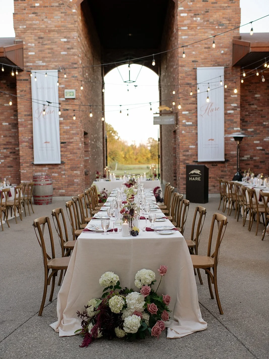 For the beautiful Nicole &amp; Mike 🤎

photography @daringwanderer 
planning @theeventdesignco @kassidy_hm 
florals @threadsandblooms 
rentals @simplybeautifuldecor 
dress @cremecouturebridal 
hair &amp; makeup @dymakeupstudio 
dj @905djco 
offician