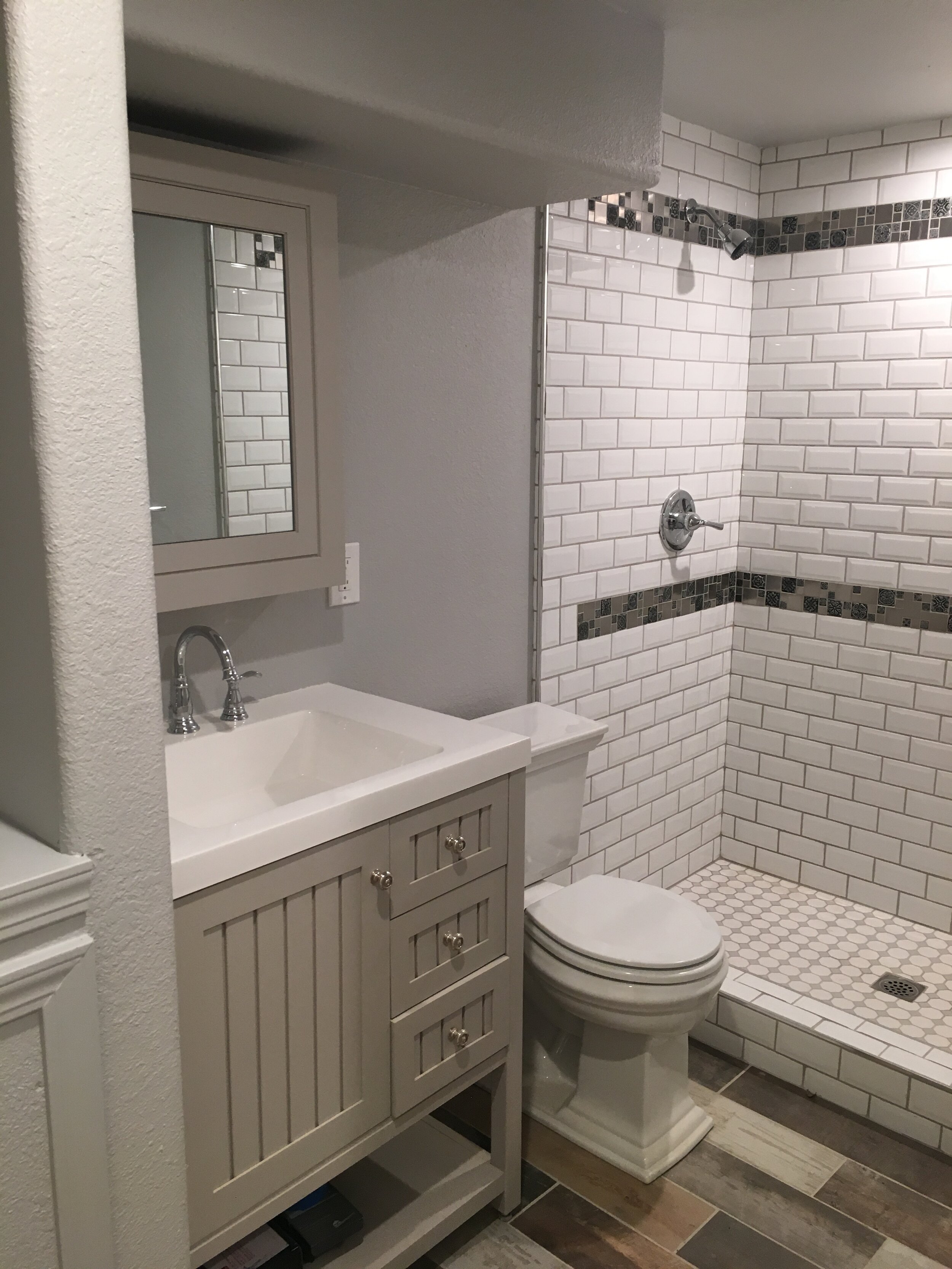 White Modern Remodeled Bathroom