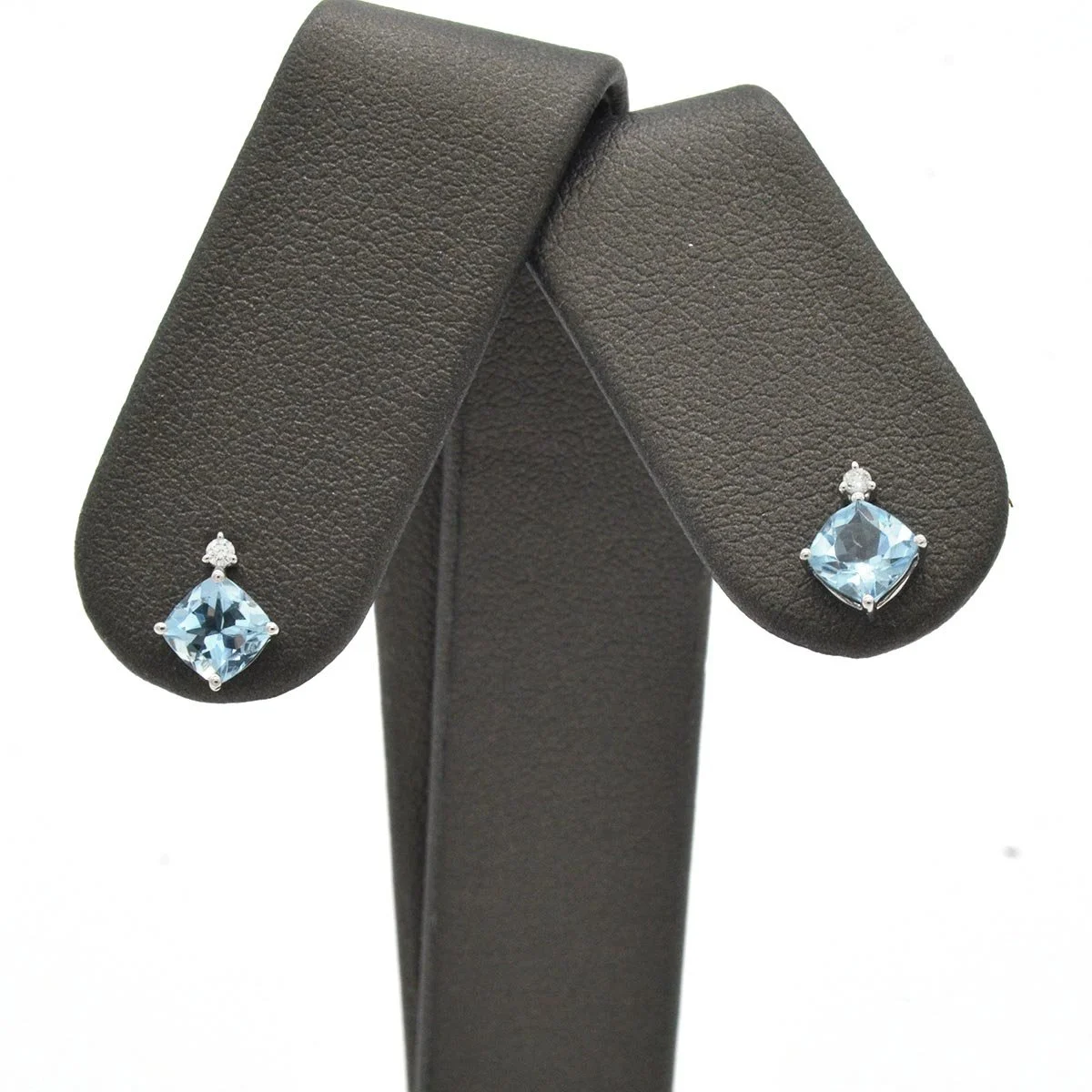 14K Aquamarine & Diamond Earrings