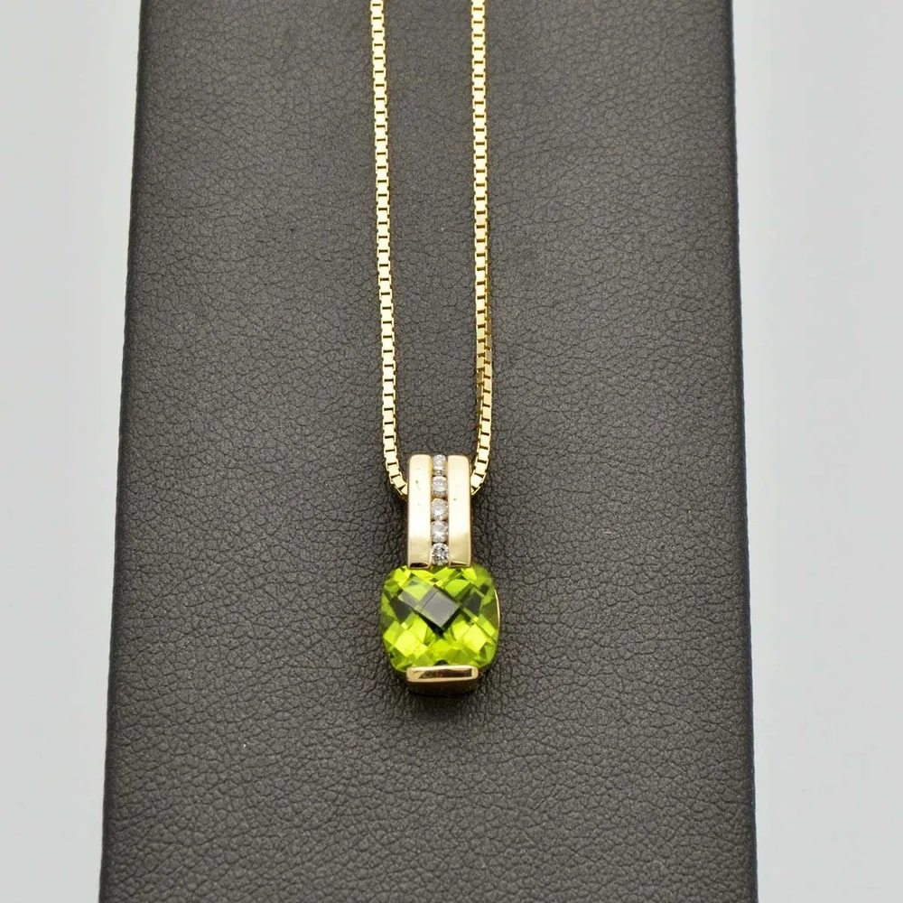 14K Peridot and Diamond Tower Pendant — Fine Things Jewelry