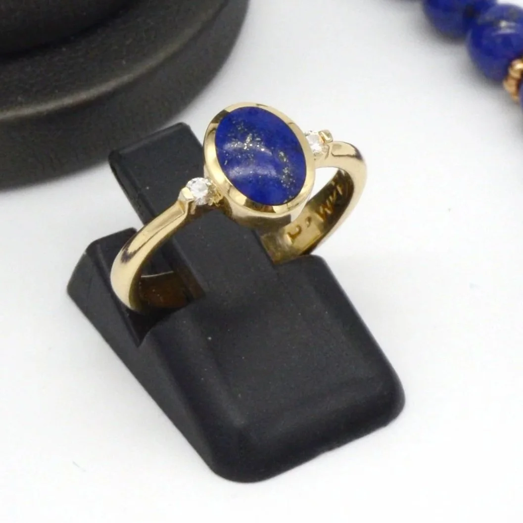 Lapis Lazuli and Diamond | 14K Yellow Gold