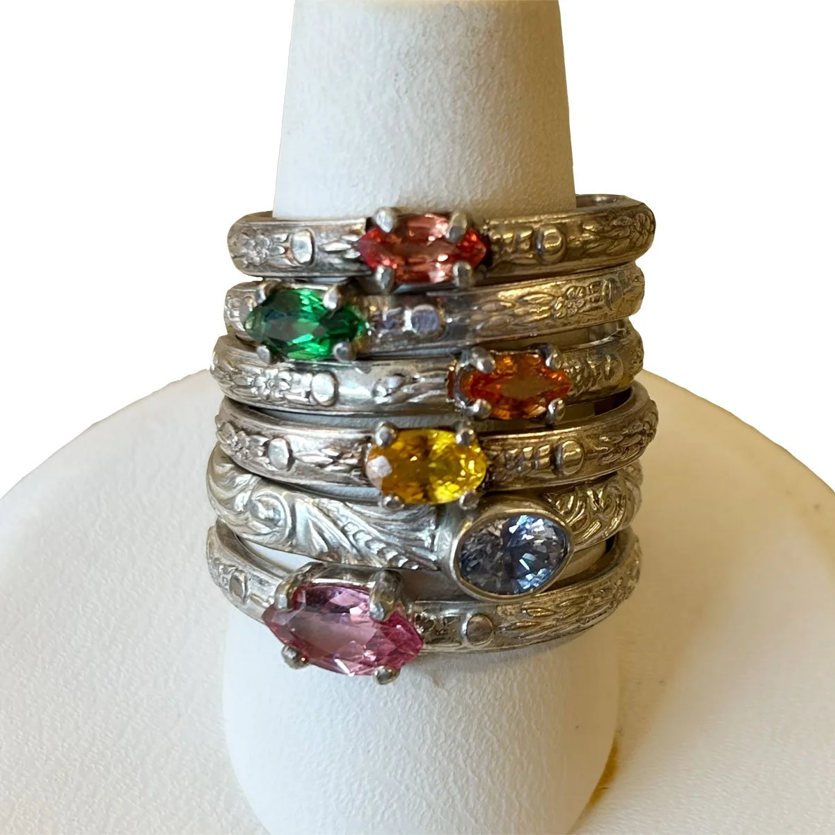 Natural Fancy Sapphire Sterling Silver Rings