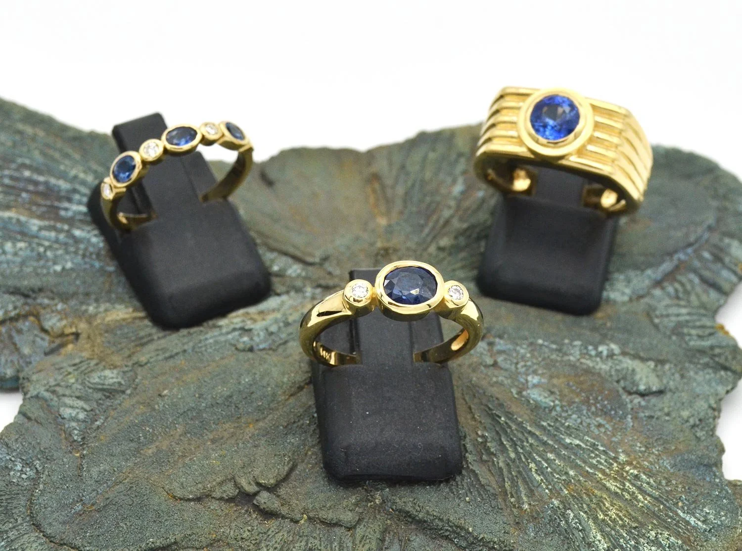 Sapphire rings in 14K yellow gold