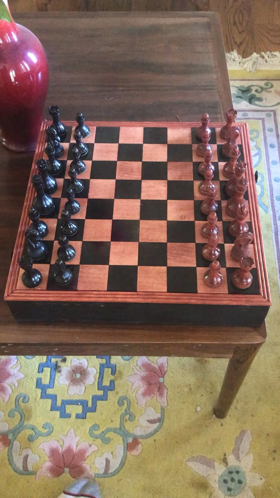 Maple chess board and pieces