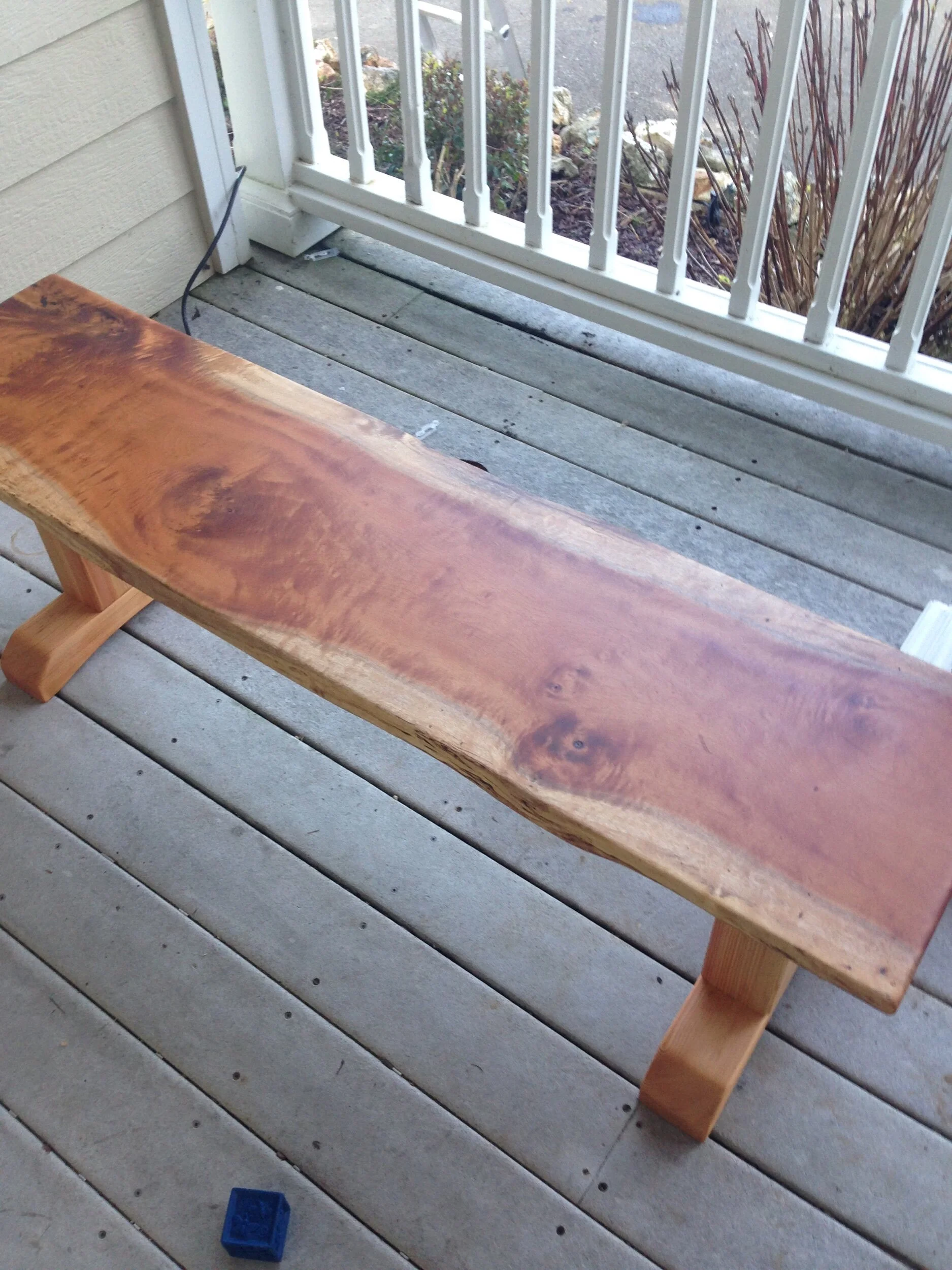 Live-edge myrtle bench