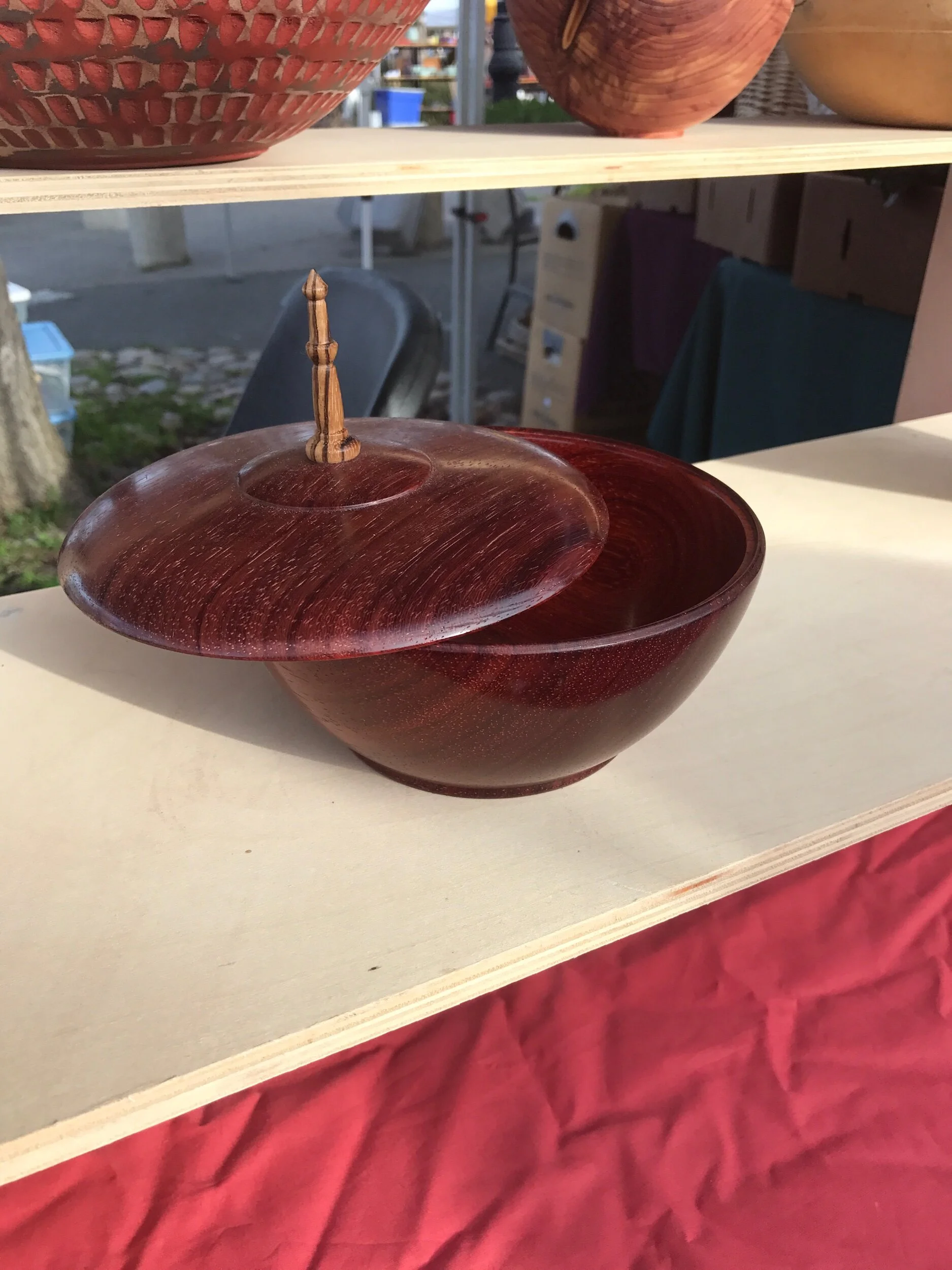 Paduak vessel with marblewood finial